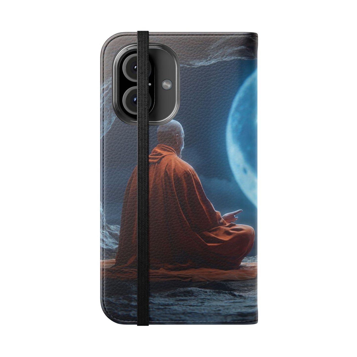 Lunar Meditation Flip Cases – Serene Monk Under Moonlight