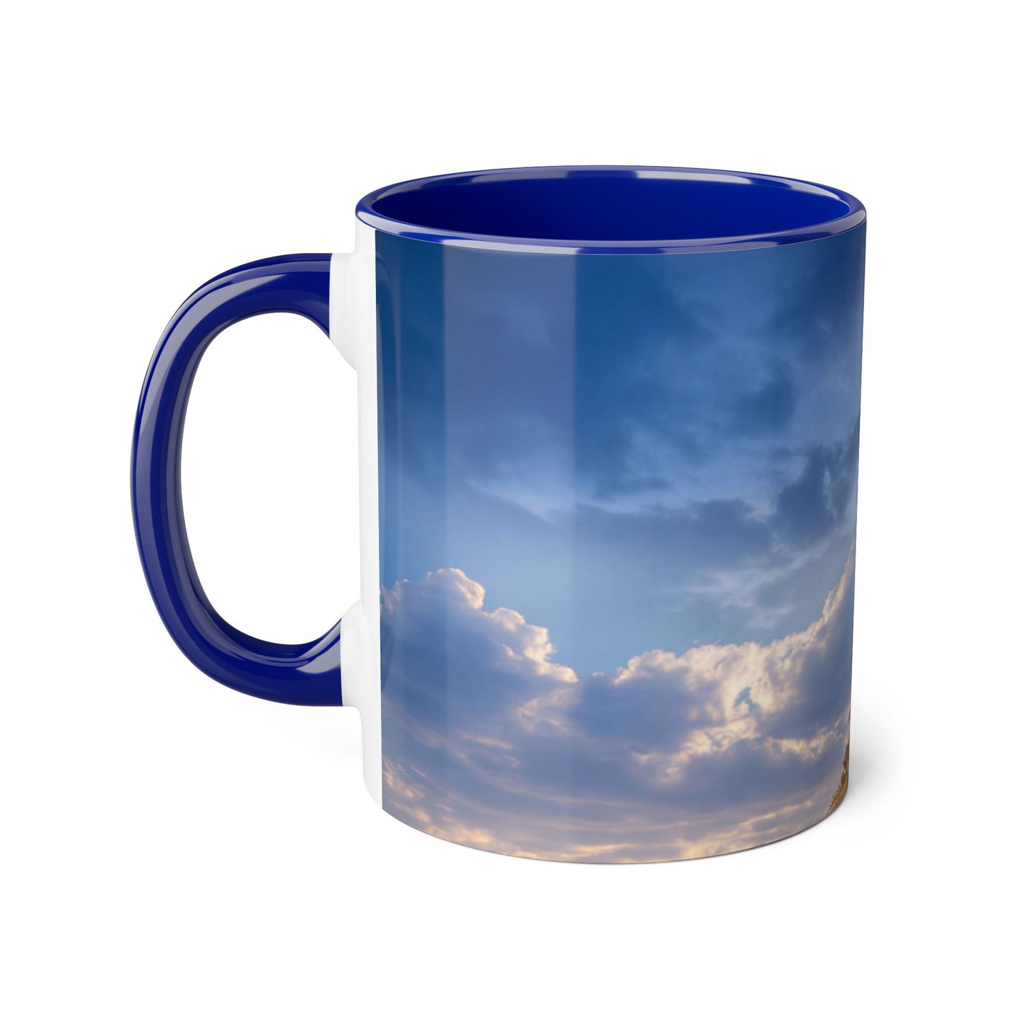 Towering Lighthouse Accent Mugs, 11oz – Floating Beacon Over Twilight Sea