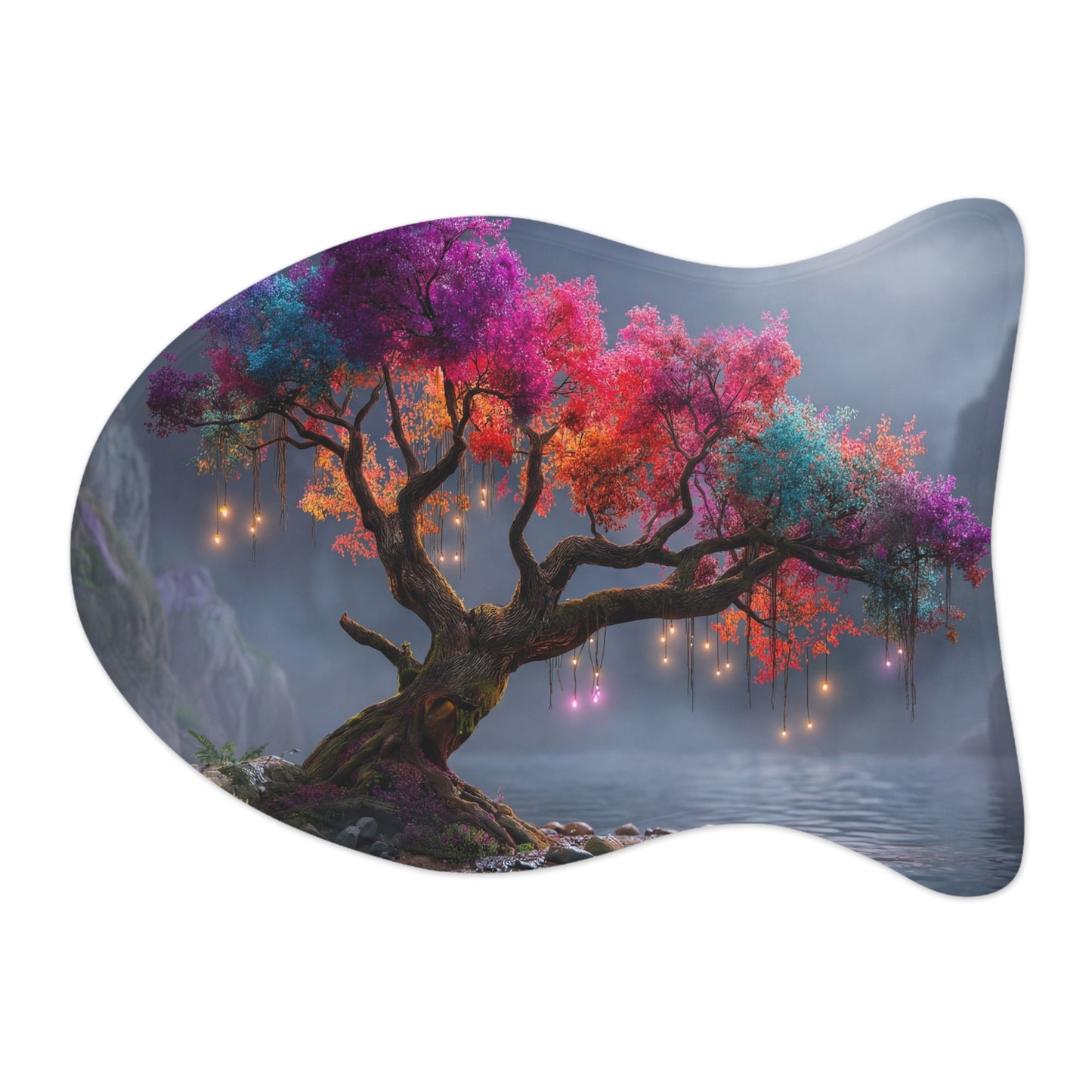 Color-Shifting Moonlit Tree Feeding Mats – Rainbow Canopy & Hanging Lanterns