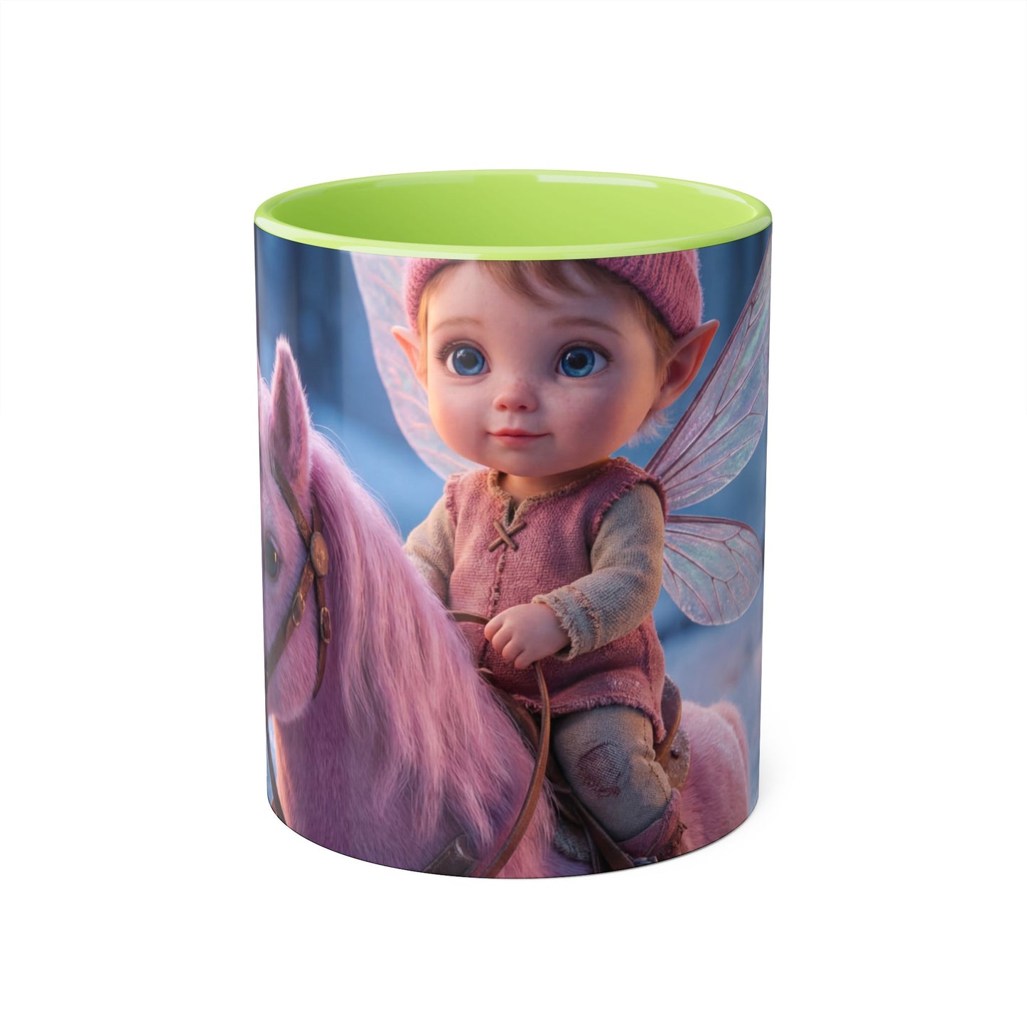 Frost-Fairy Unicorn Accent Mug – Pink Winter Guardian Scene