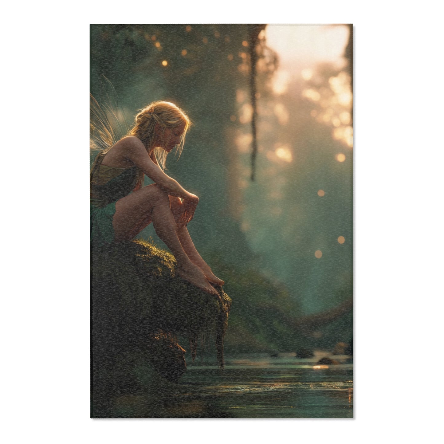 Forest Fairy by the Stream Area Rug – Golden Hour Whispers