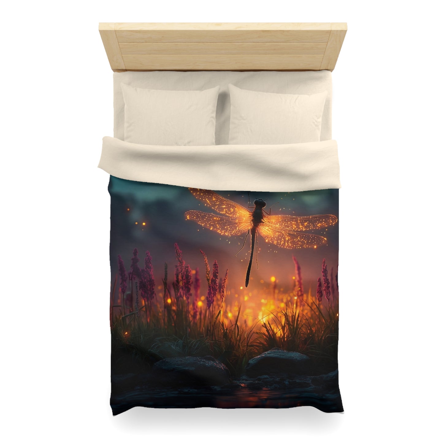 Firefly Dragonfly Microfiber Duvet Cover – Twilight Meadow Dreamscape