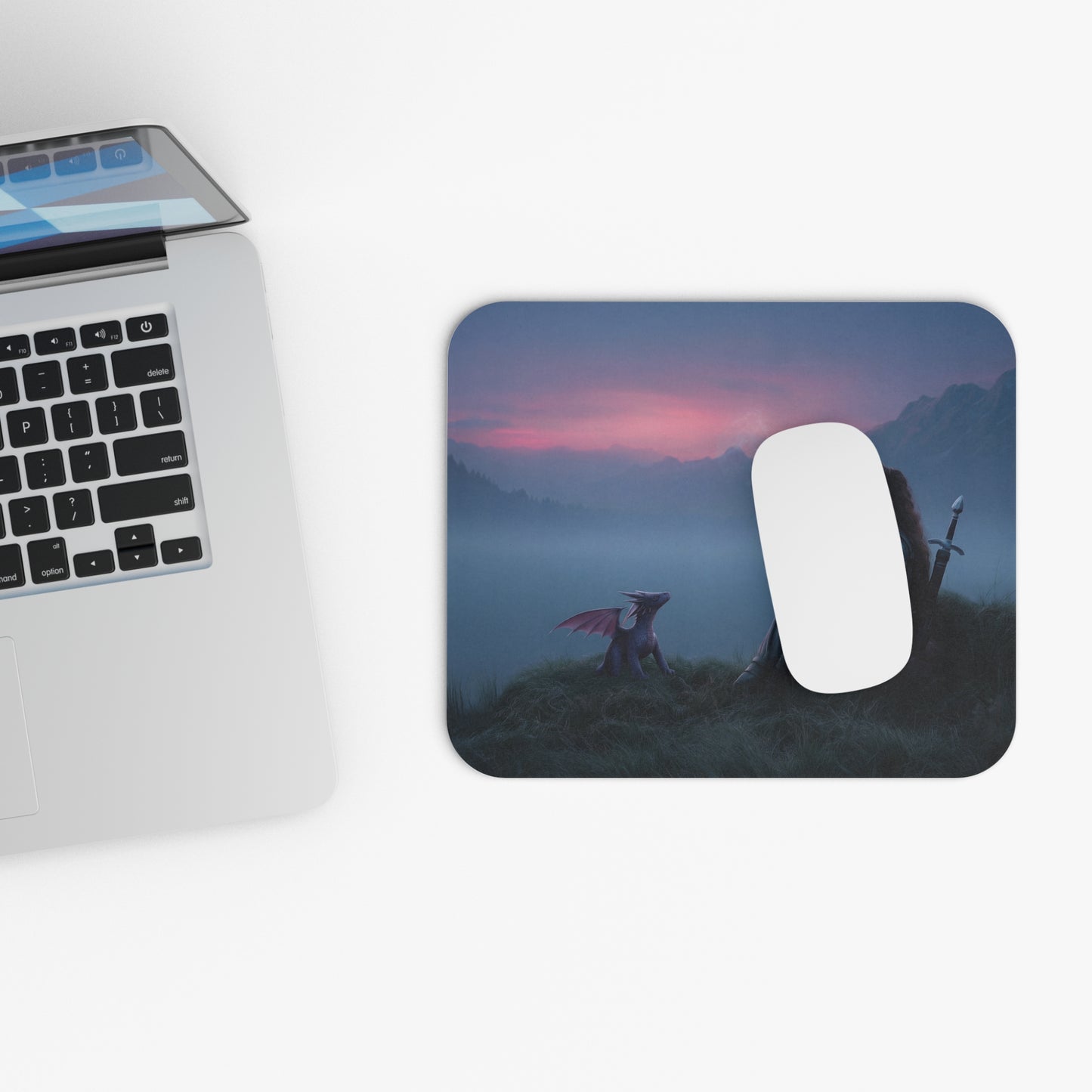 Warrior and Dragon Mouse Pad (Rectangle) – Twilight Summit Quietude