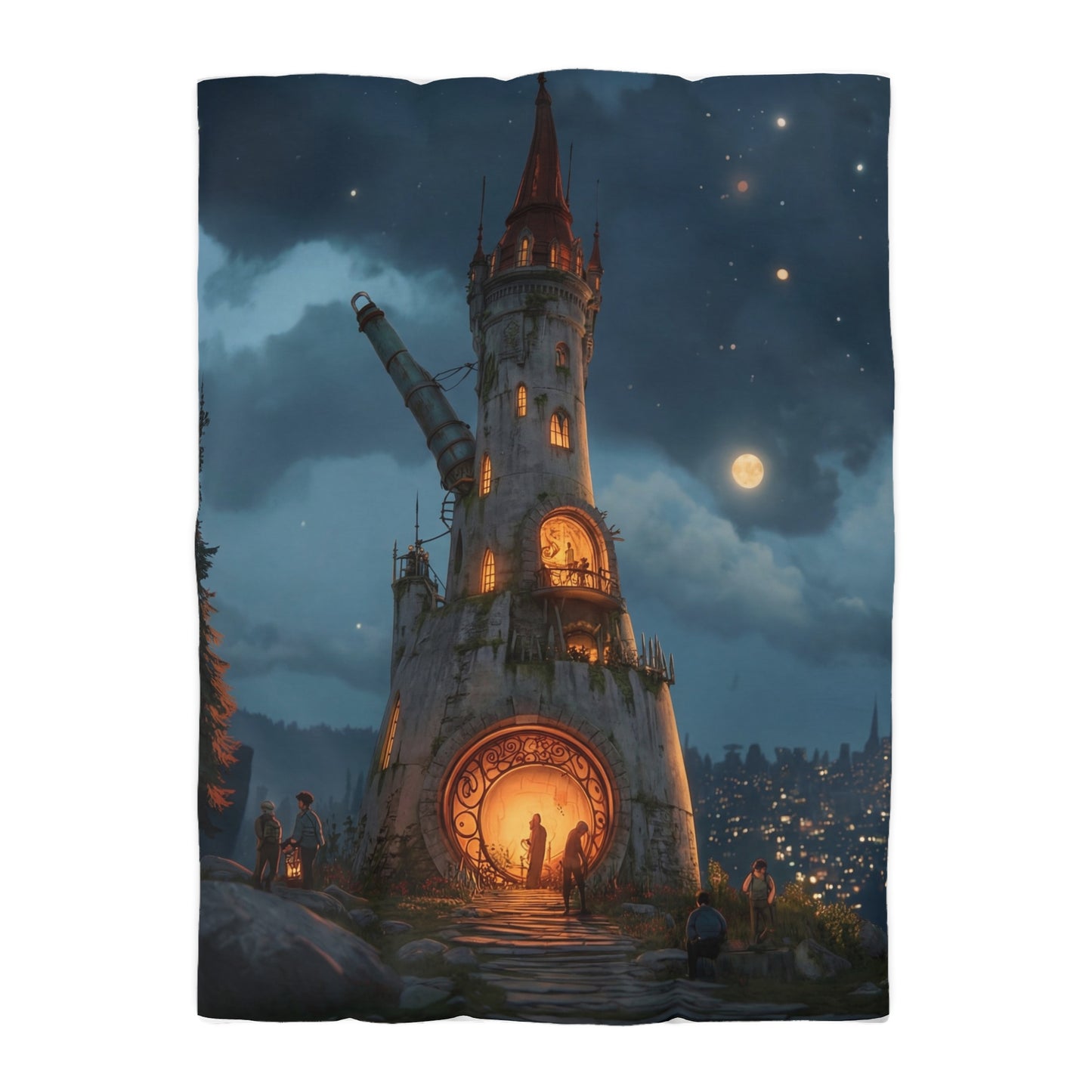 Starlit Observatory Duvet Cover – Whispers of the Cosmic Gate