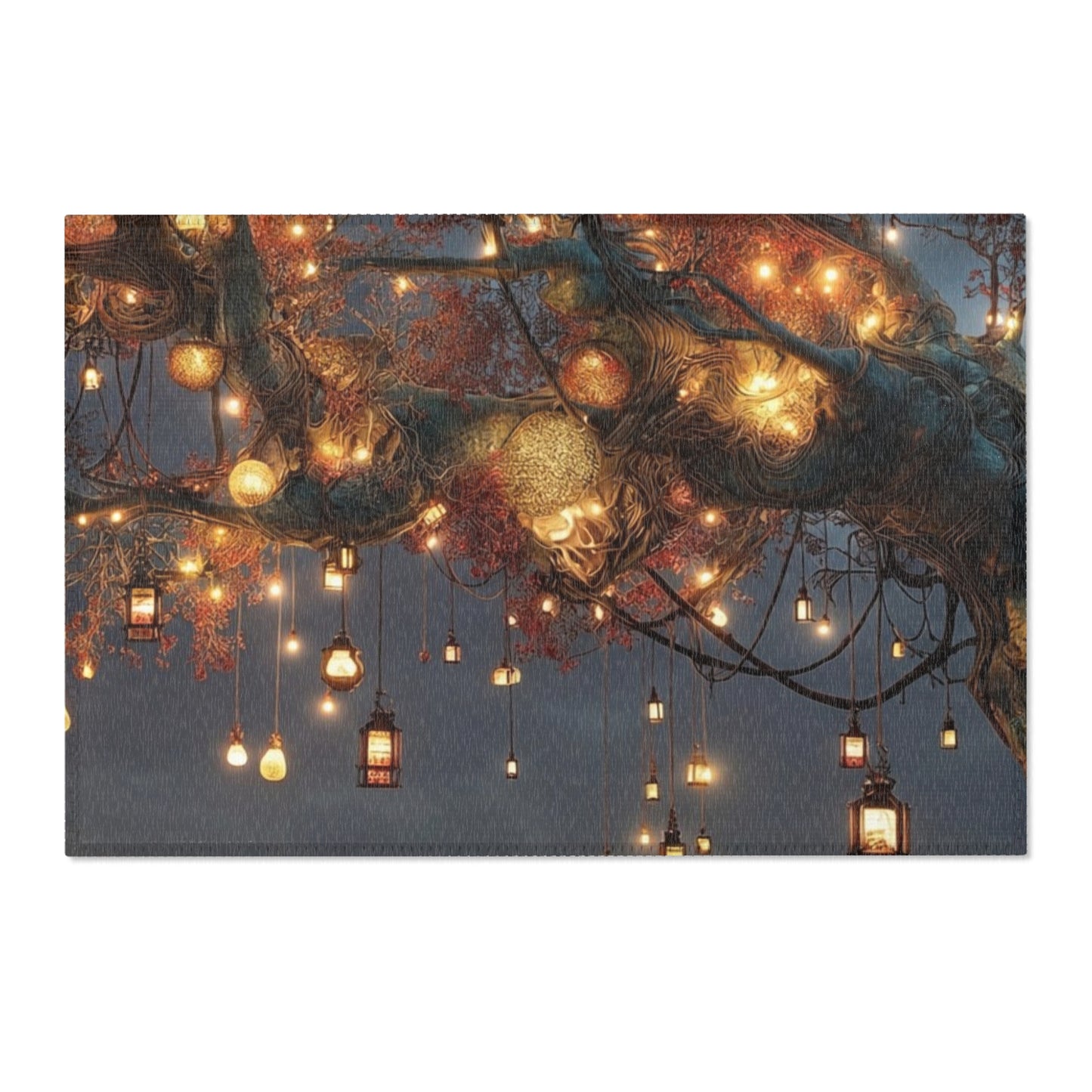 Luminous Wisp Tree Area Rug – Desert Nightglow Oasis