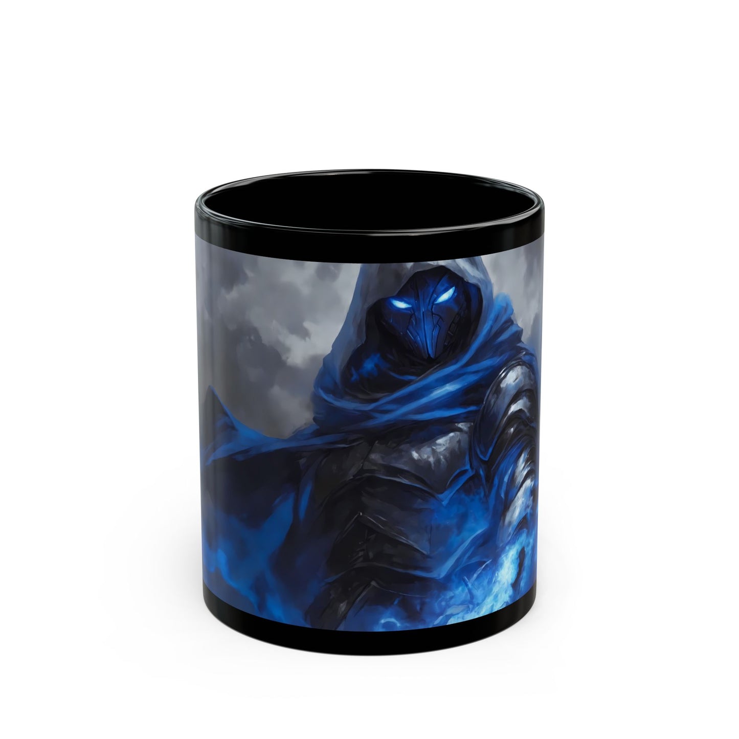 Blue-Eyed Shadow Mage Mug – Frostfire Summoner’s Midnight Ritual