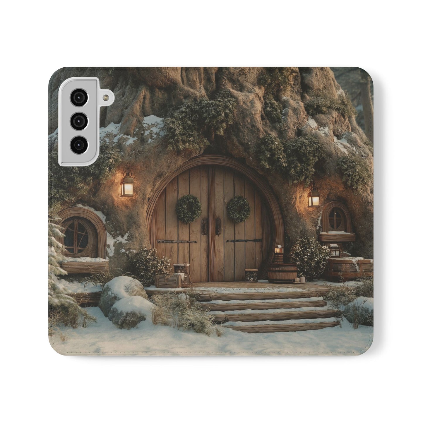 Hobbit Hole Flip Cases – Cozy Winter Doorway Scene