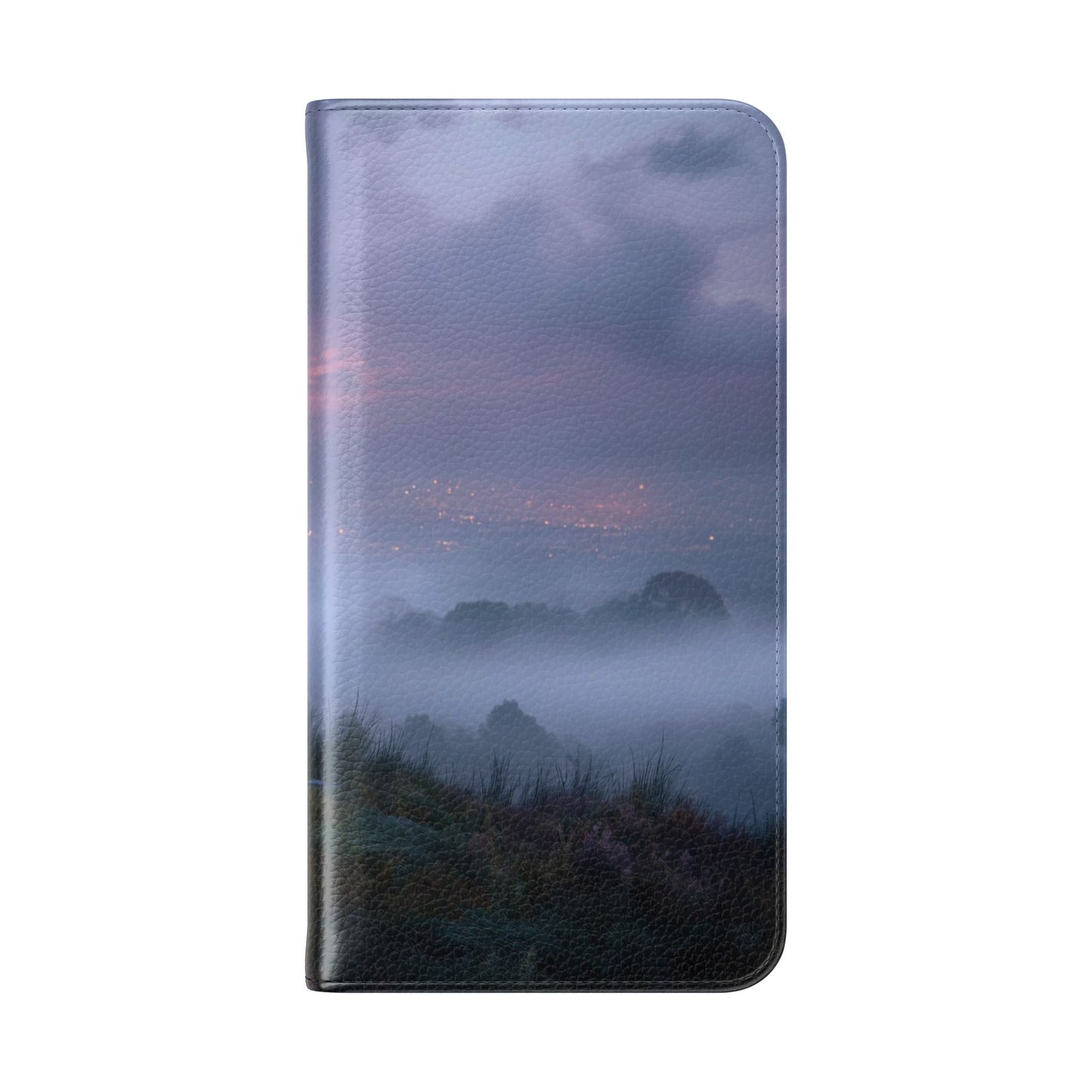 Misty Hilltop Flip Cases – Red-Haired Wanderer at Twilight