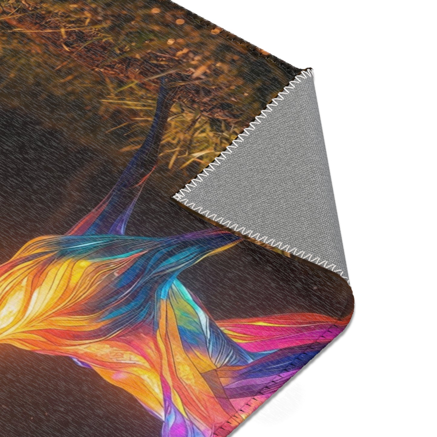 Chromatic Stag Area Rug – Luminous Forest Glade at Dusk