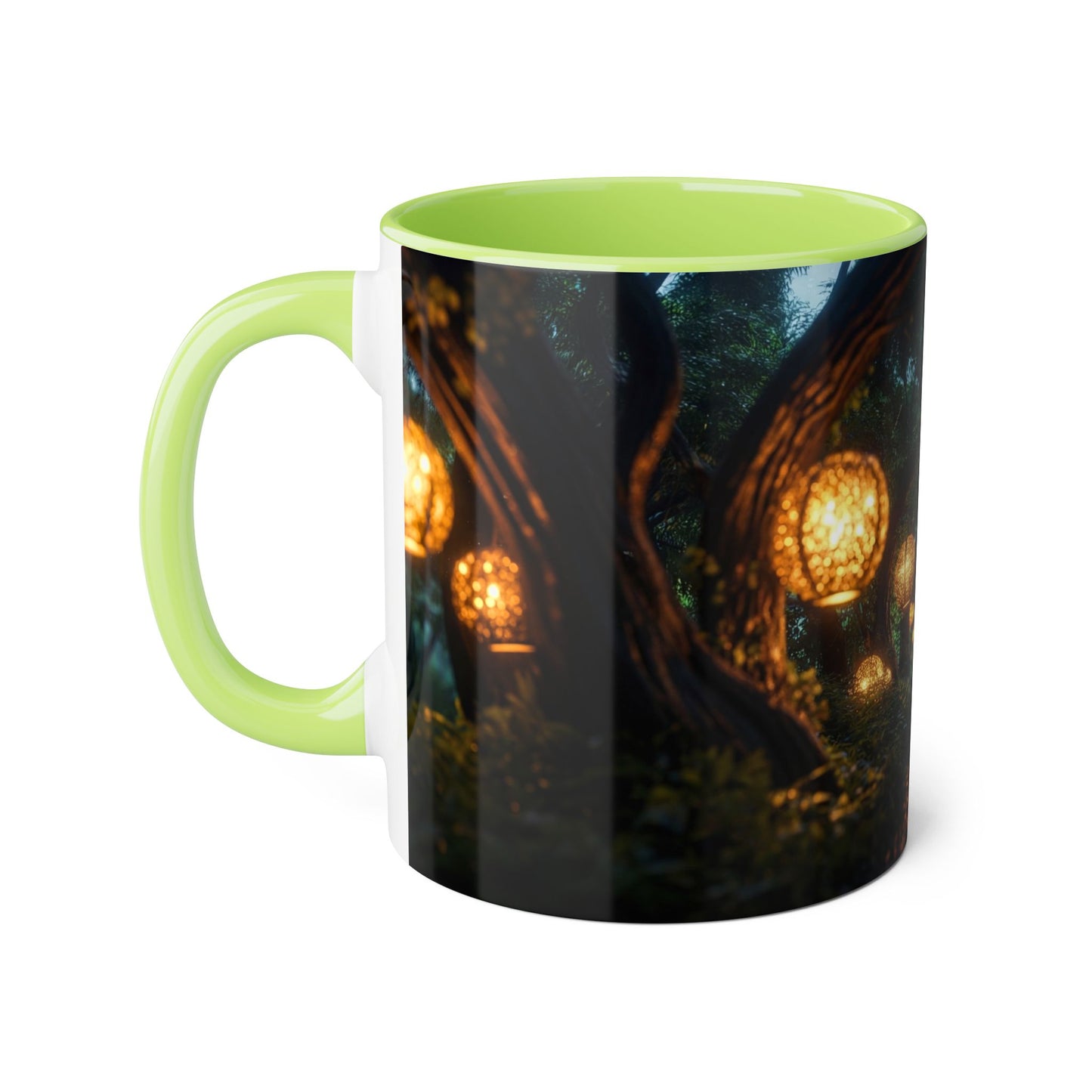 Lantern Grove Accent Mugs, 11oz – Girl Walking Through Bioluminescent Tunnel