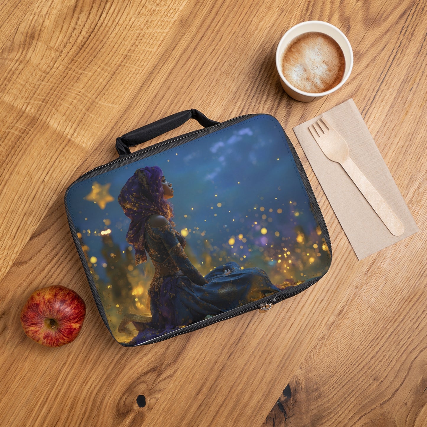 Starlit Siren Lunch Bag – Whispering Nightscape with Golden Dust