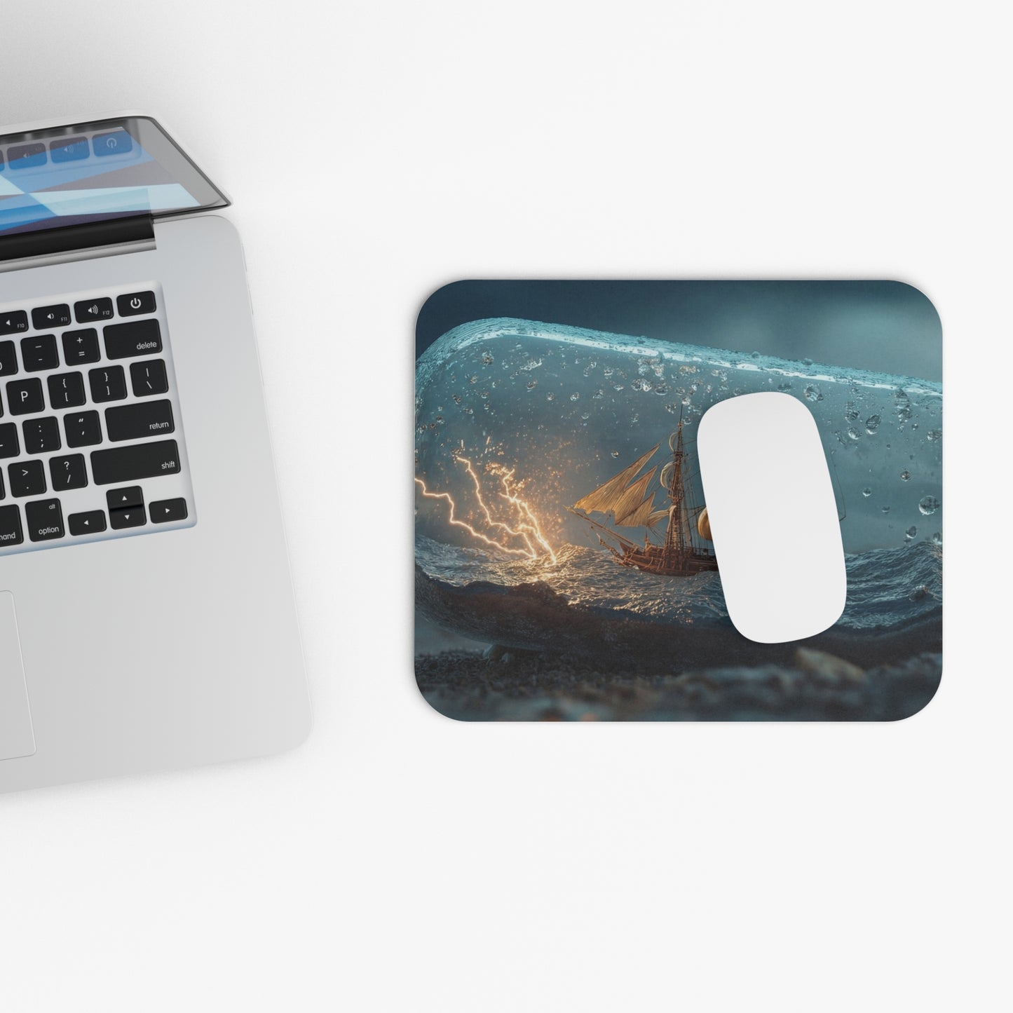 Stormbound Galleon Mouse Pad (Rectangle) – Sea Enclosed in Glass