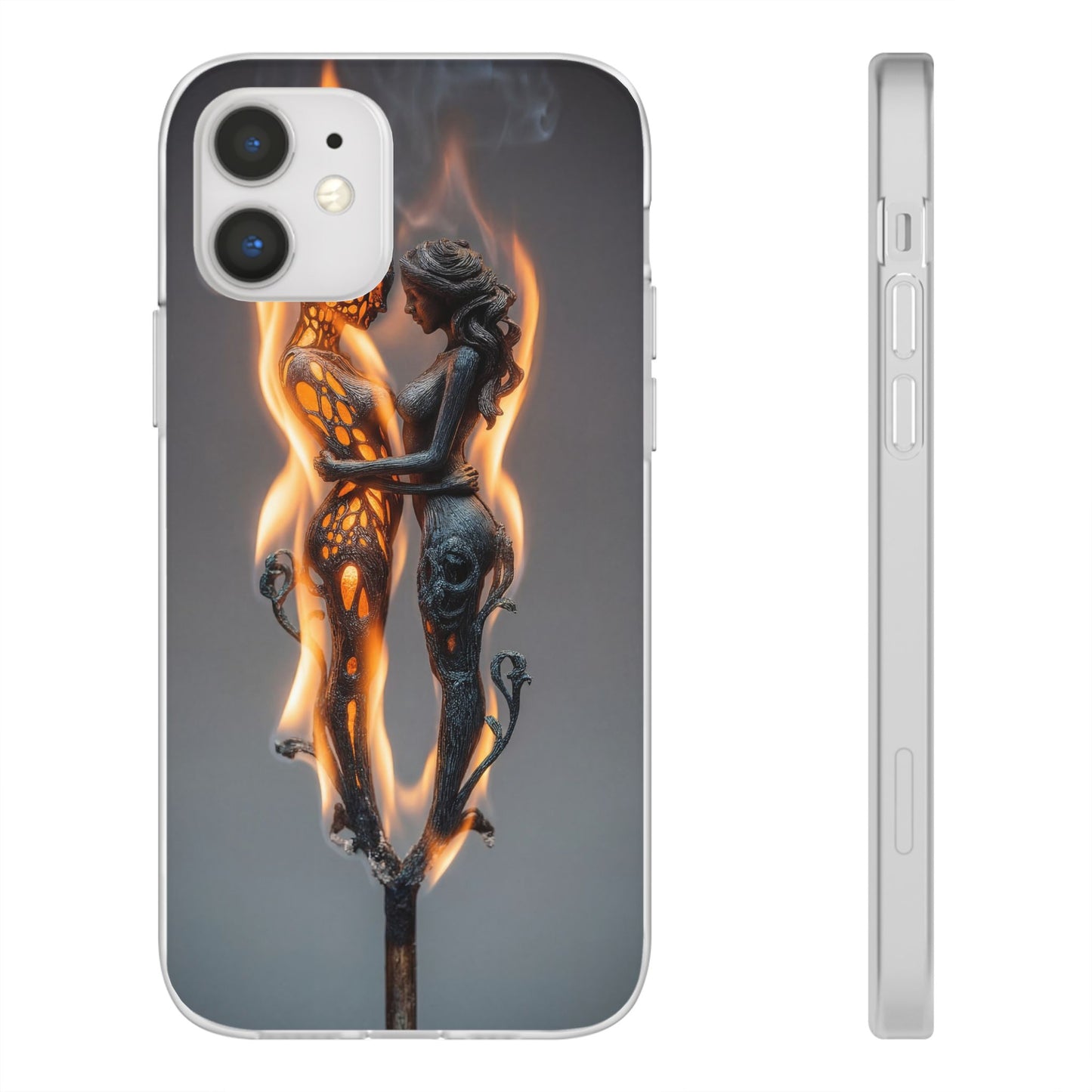 Flame-Embraced Lovers Flexi Cases – Intimate Glow Within the Fire