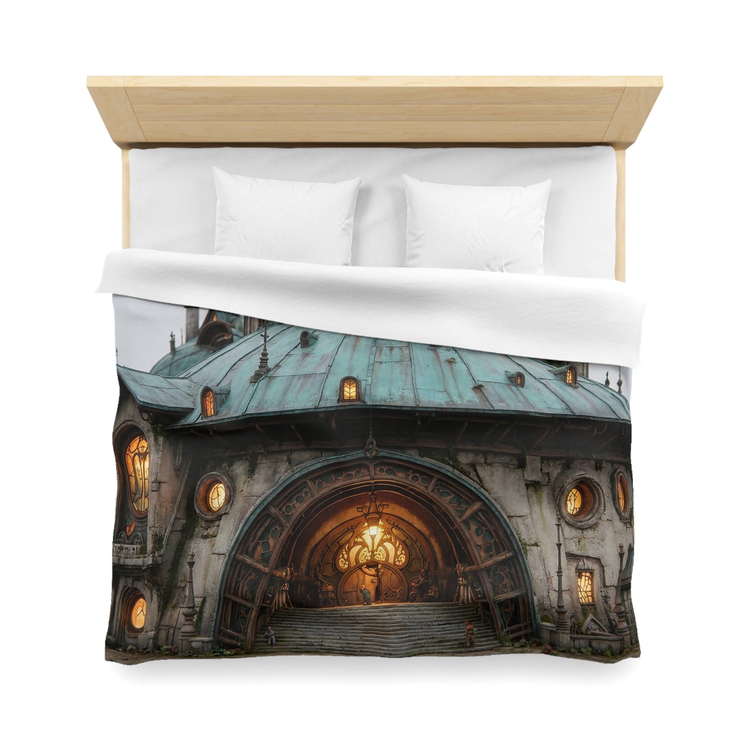 Ancient Citadel Duvet Cover – Warm Light Through Weathered Stone