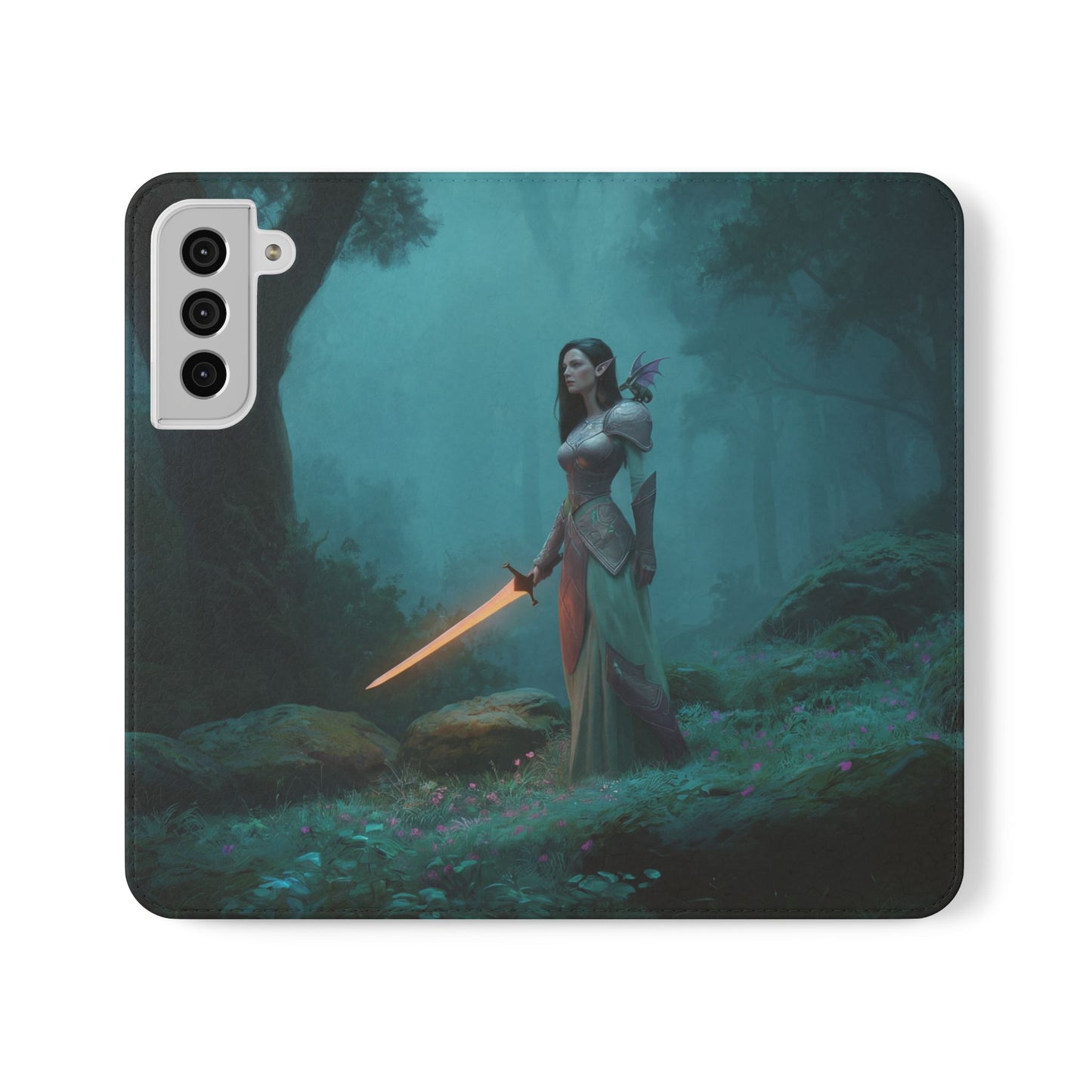 Forest Guardian Flip Cases – Elven Sentinel with Glowing Blade