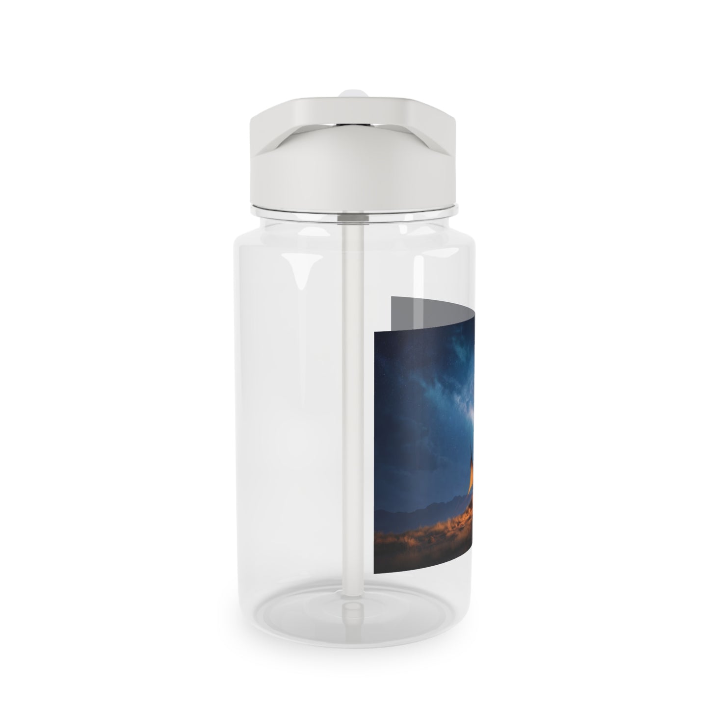Starlit Wagon Tent Water Bottle – Amber Glow Under Milky Way