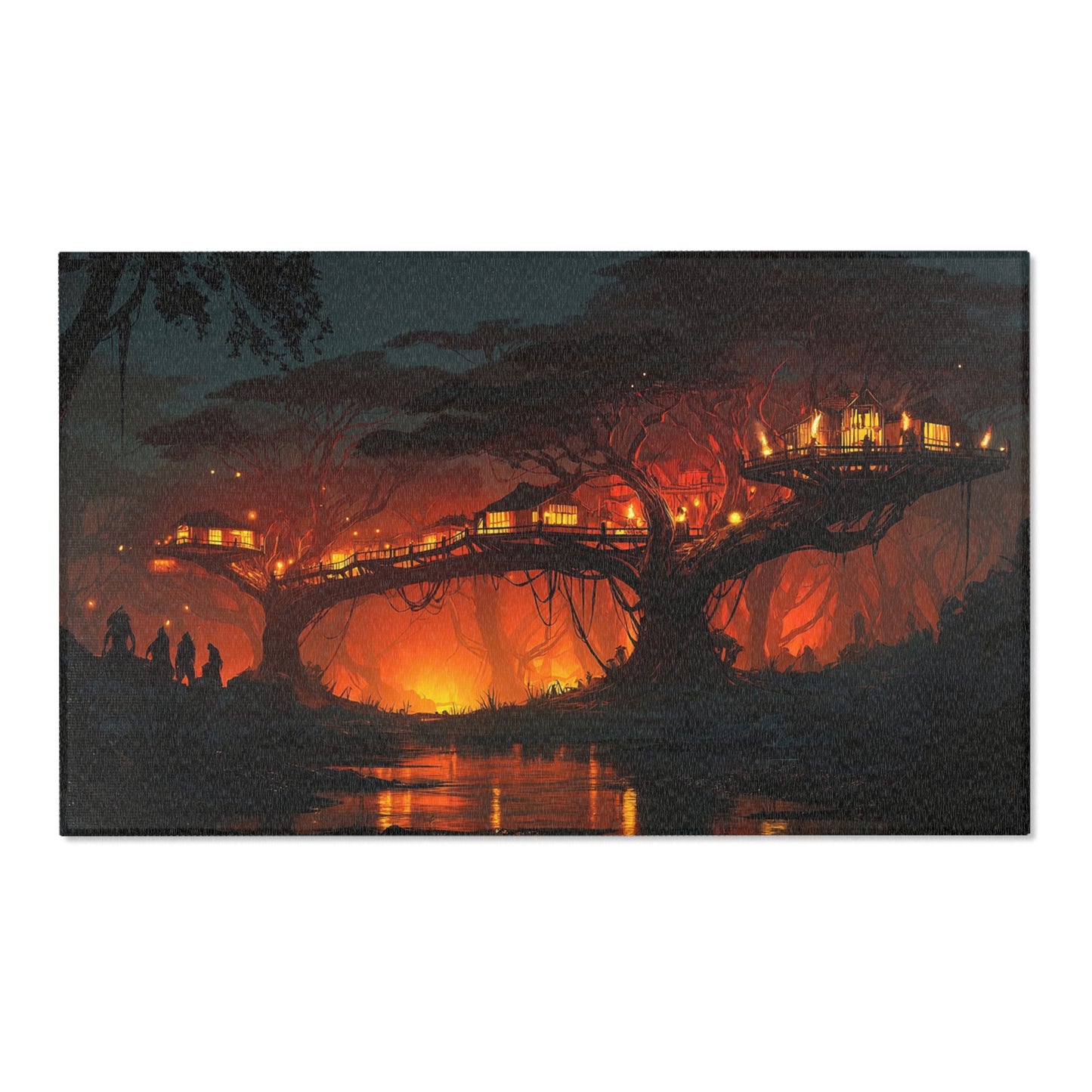 Nightfall Treehouse Village Rug – Emberlit Canopy Dreamscape