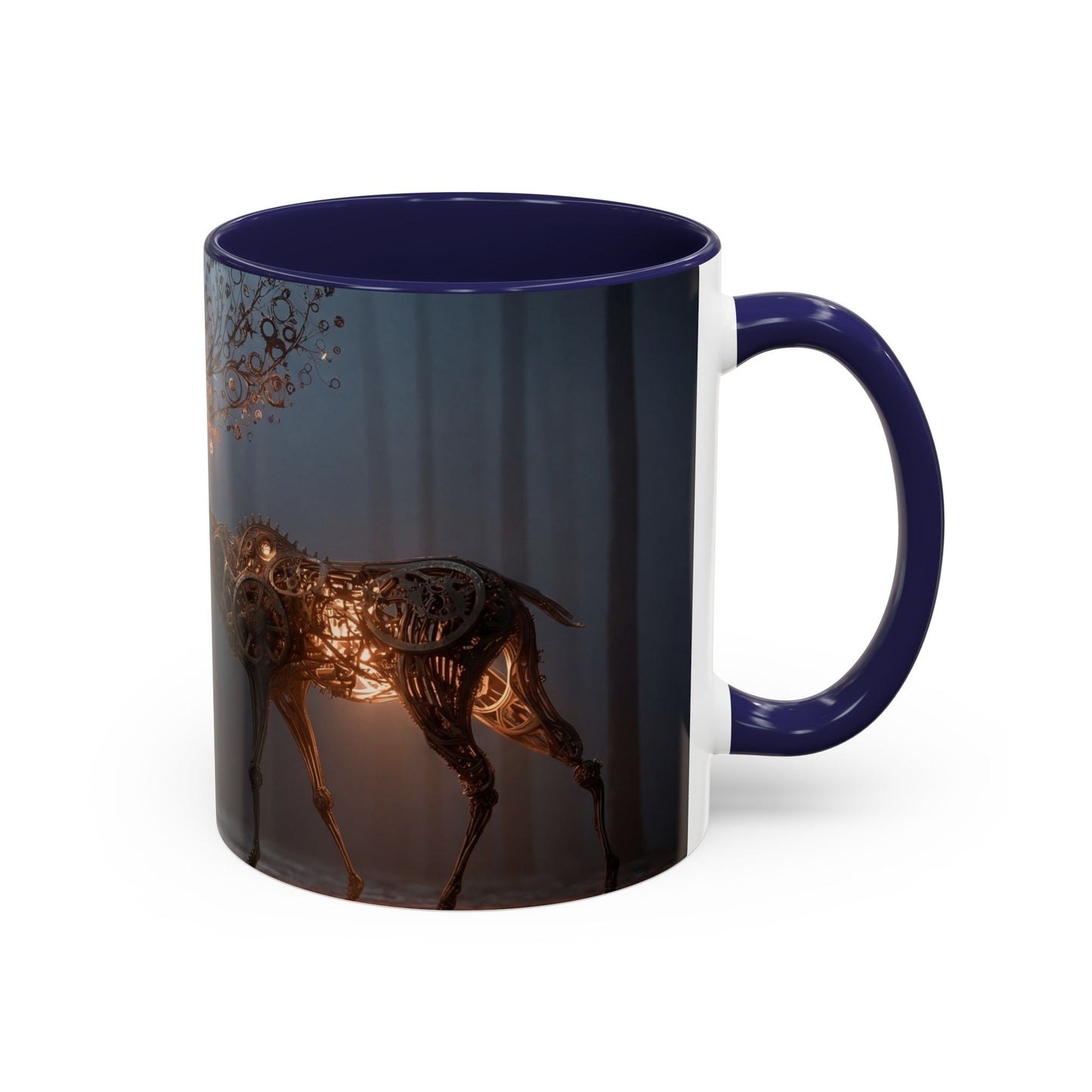 Clockwork Stag Accent Coffee Mug (11, 15oz) – Luminescent Forest Mechanism