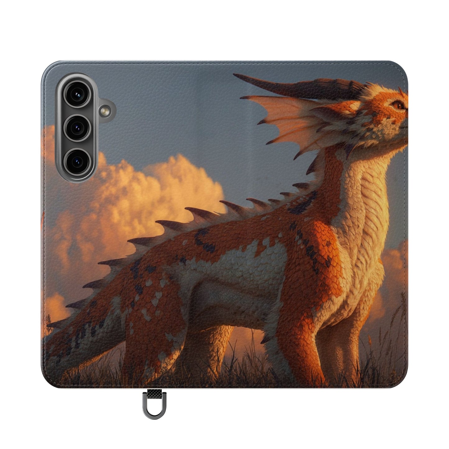 Gilded Dragon Flip Cases – Amber Sunset Guardian