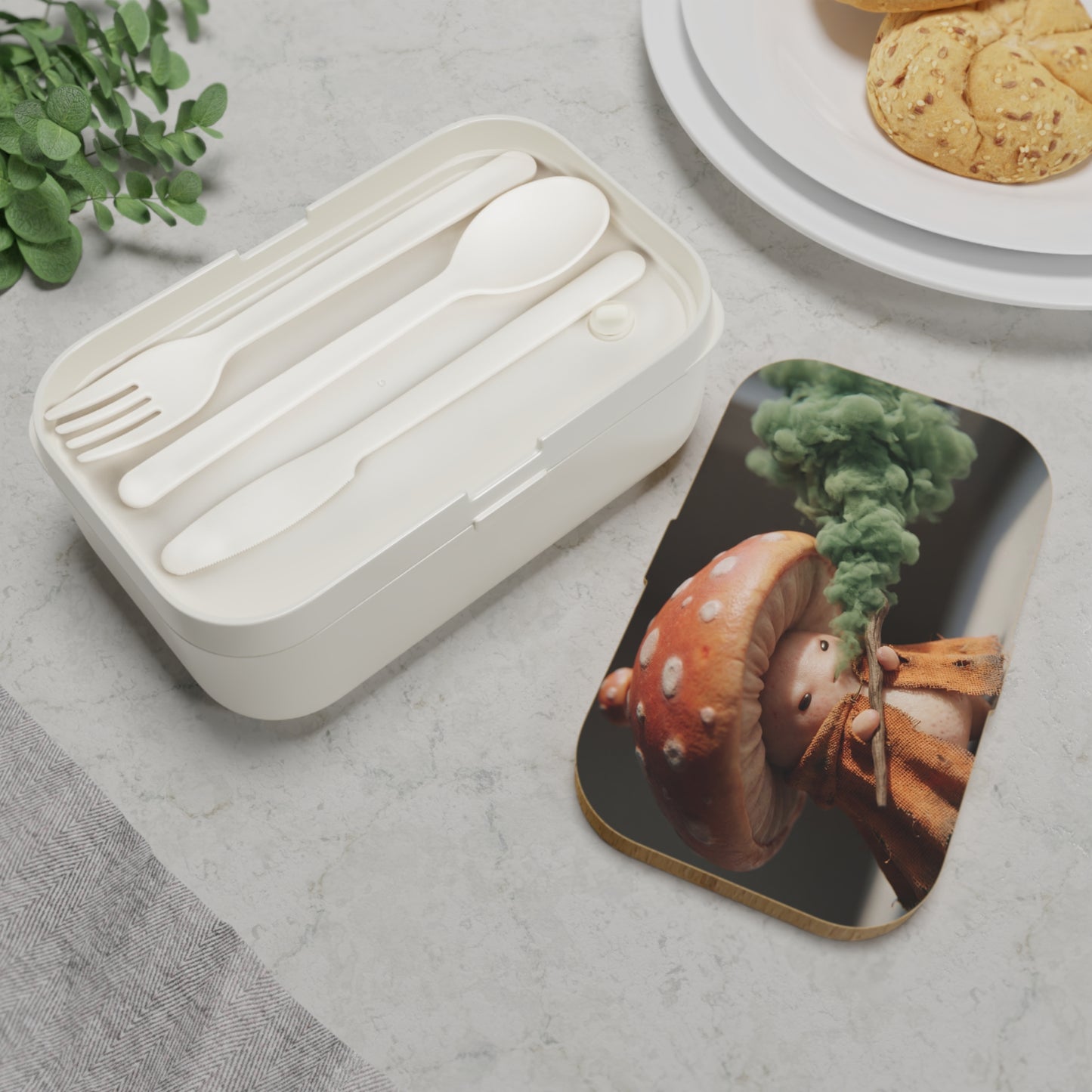 Mushroom Witch Bento Lunch Box – Verdant Smoke & Rustic Cloak