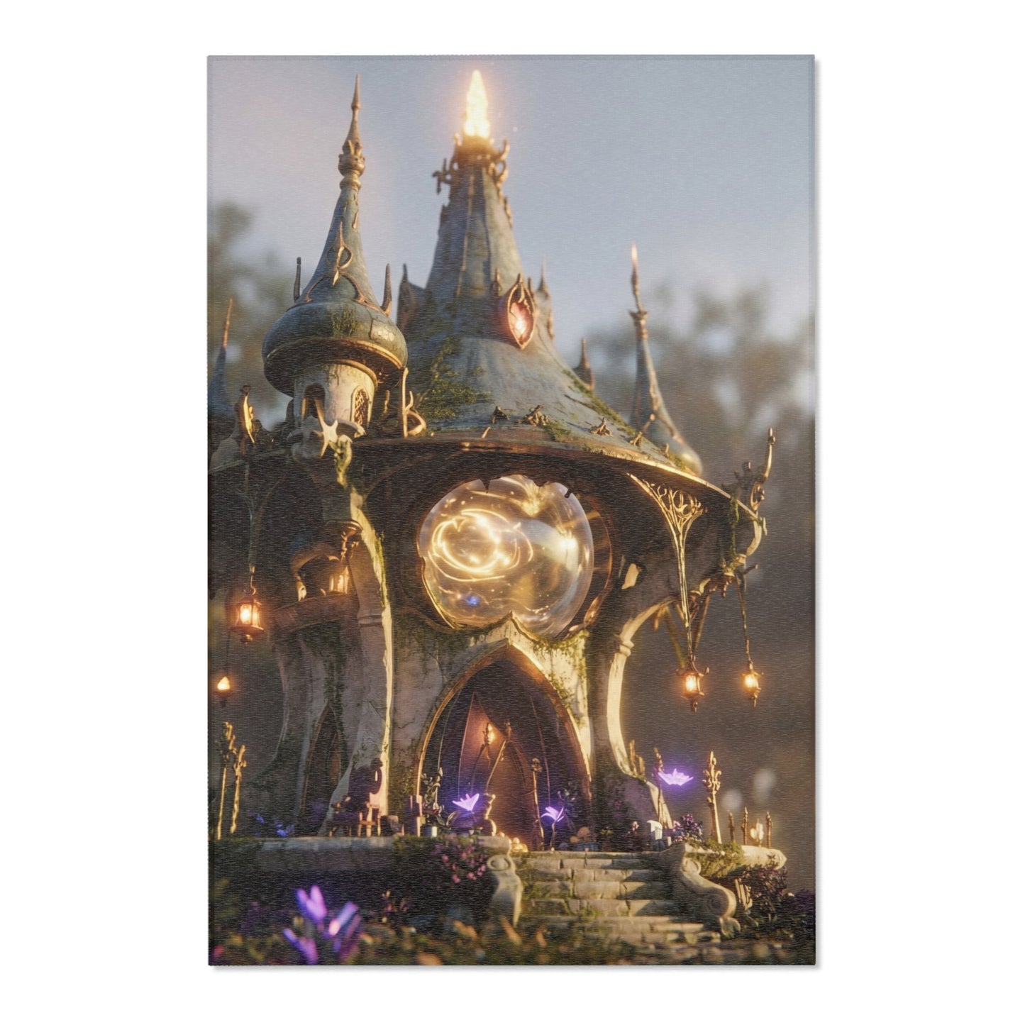 Whispering Clocktower Area Rug – Twilight Magic in Stone