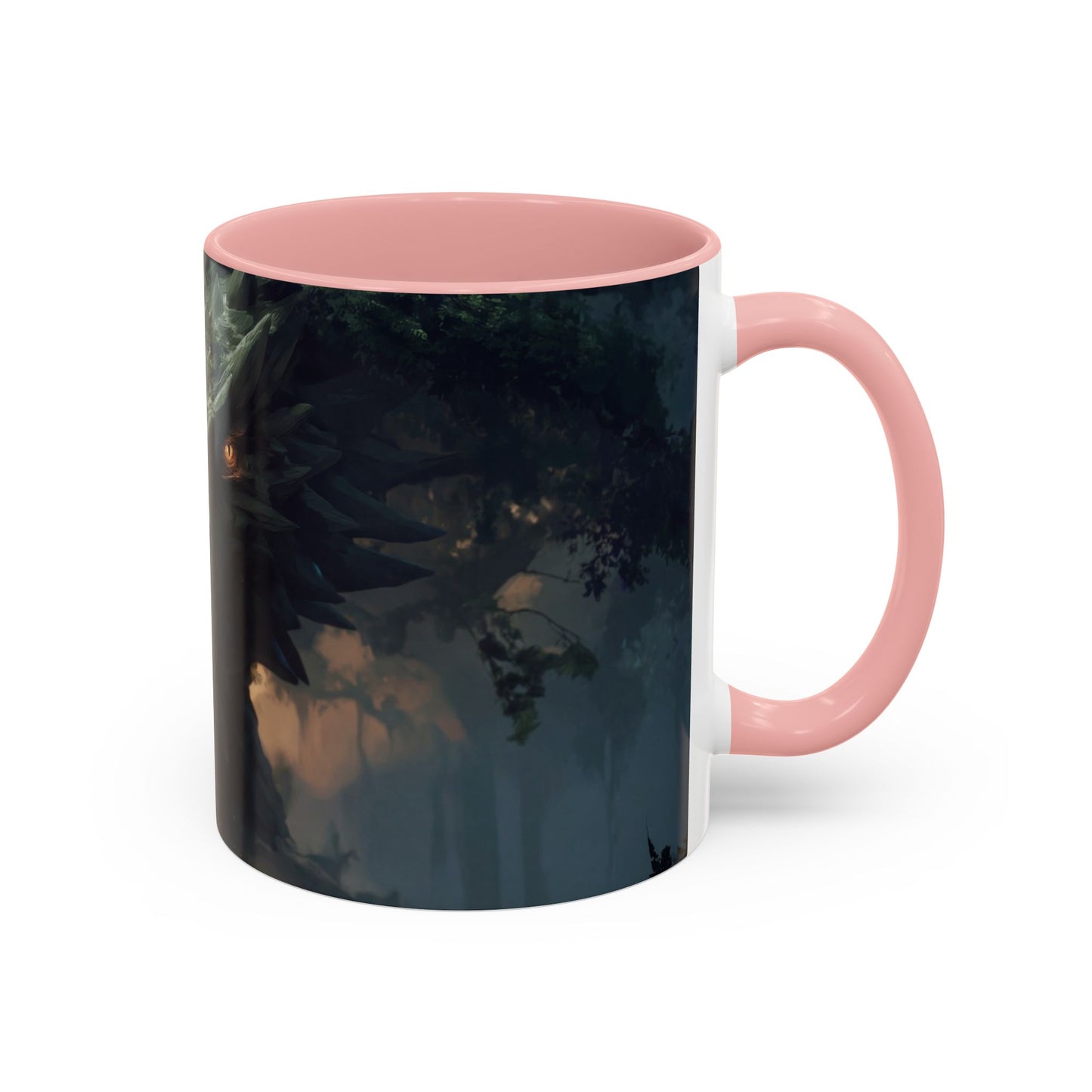 Ancient Dragon Sentinel Accent Coffee Mug (11, 15oz) – Forest Guardian at Dawn