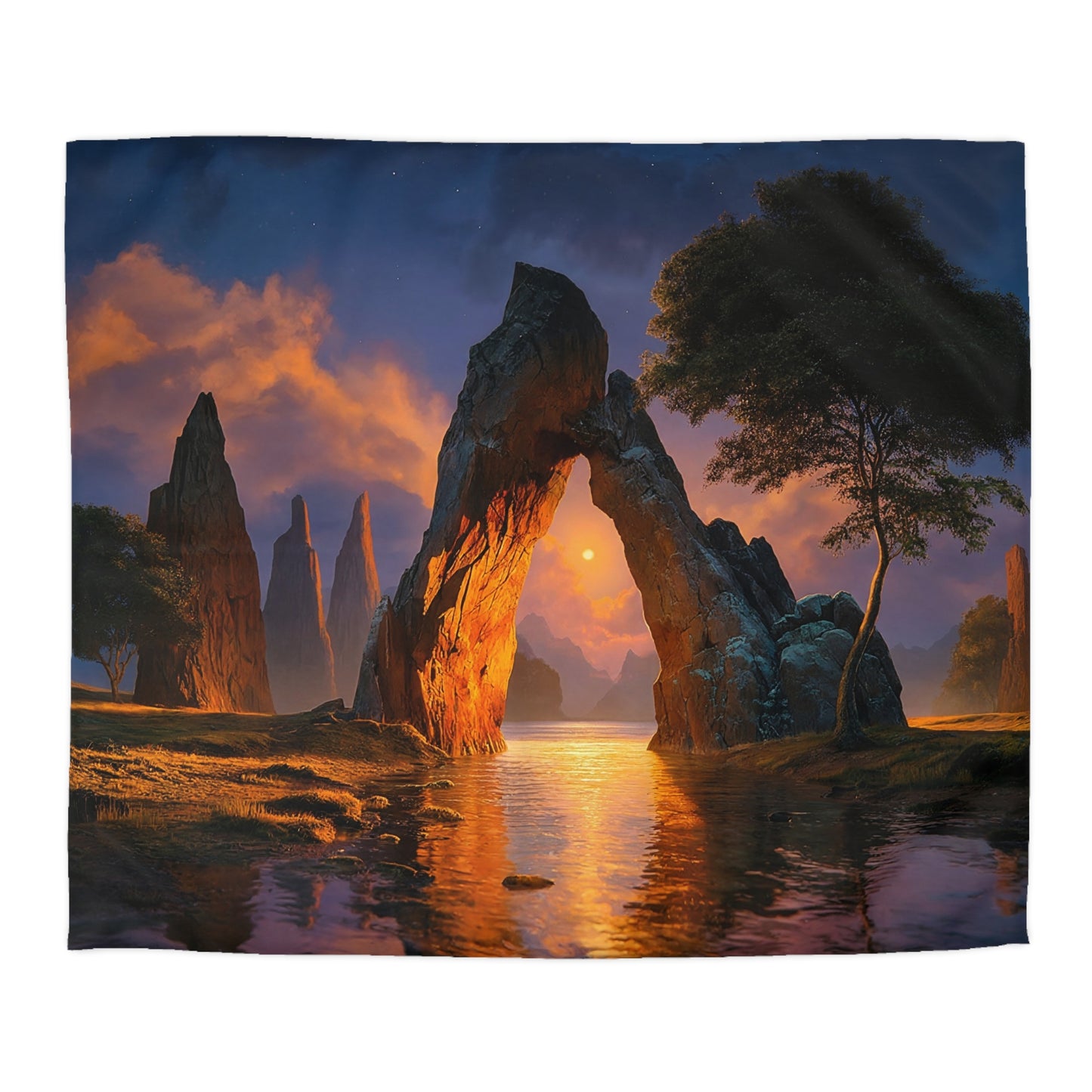 Celestial Arch Duvet Cover – Twilight Gateway Over Whispering Waters