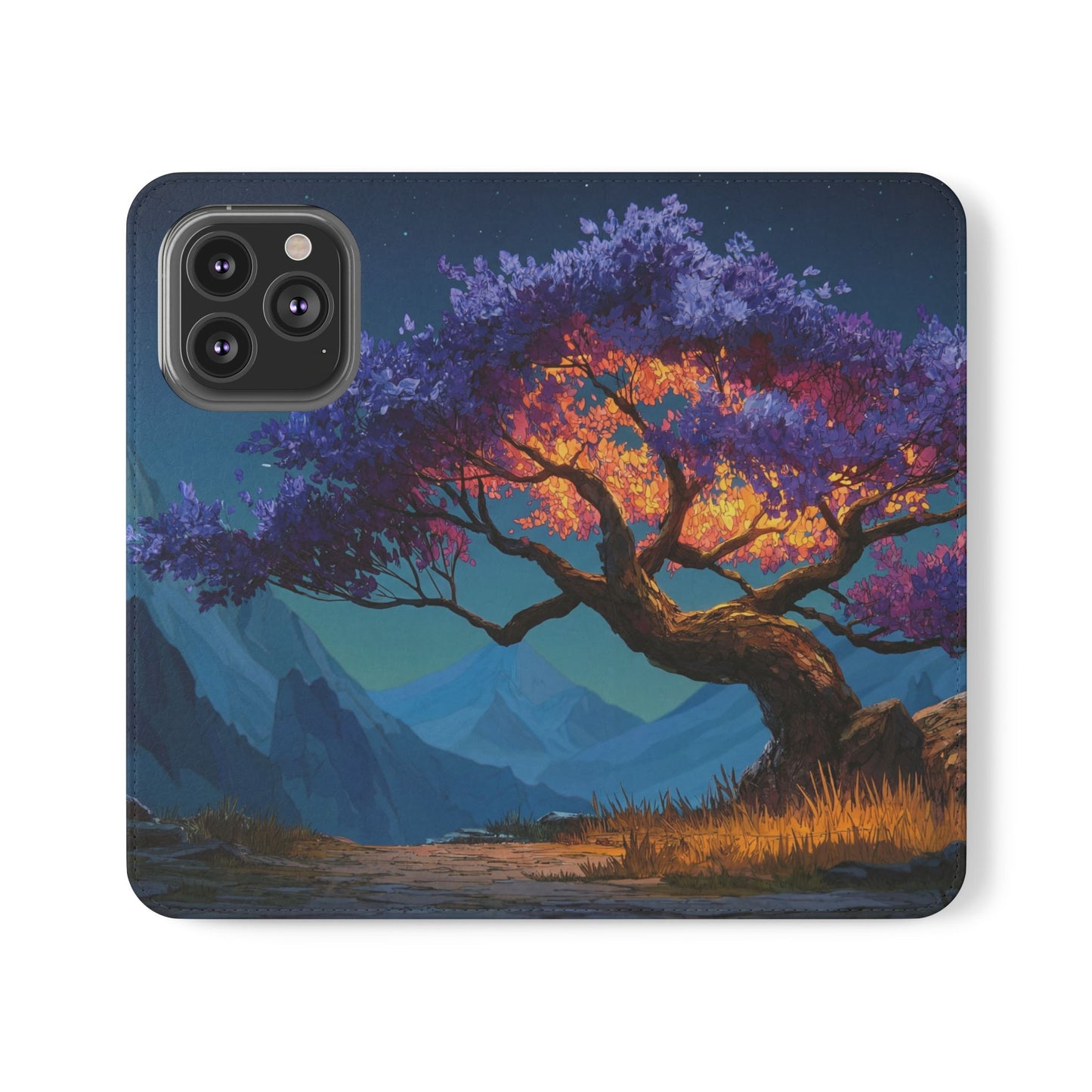 Violet Flame Tree Flip Cases – Twilight Mountain Glow Case