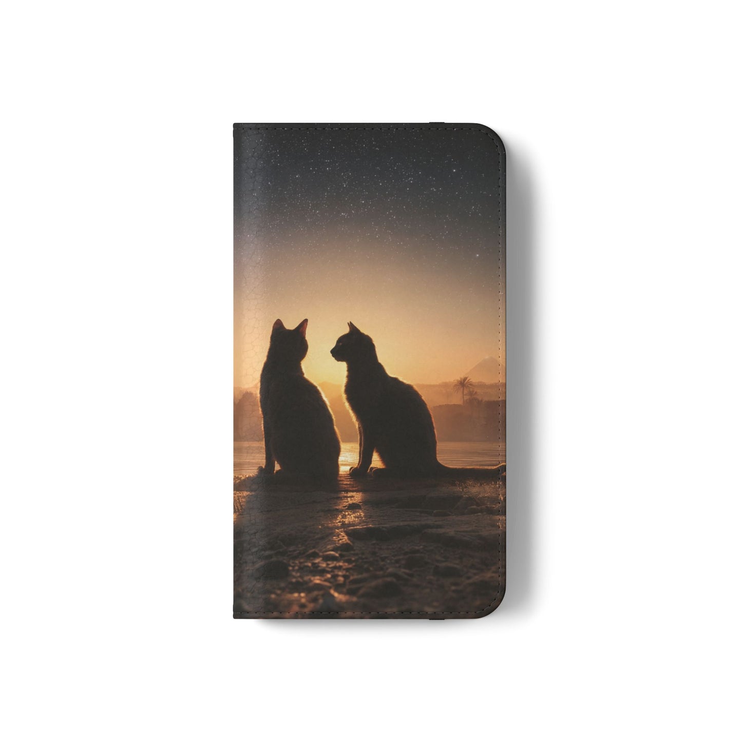 Pharaoh Cats Flip Cases – Starry Nile Guardians on the Bank
