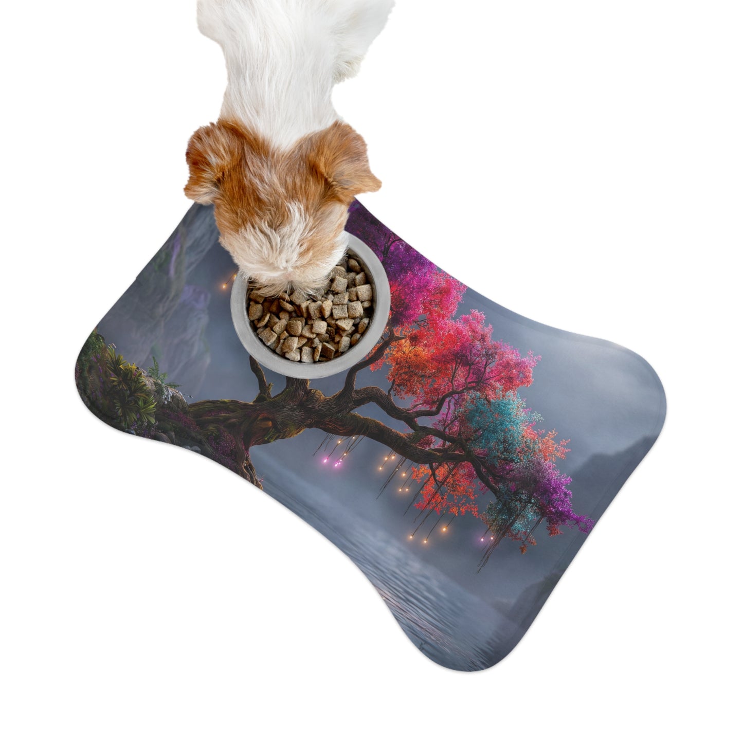 Color-Shifting Moonlit Tree Feeding Mats – Rainbow Canopy & Hanging Lanterns