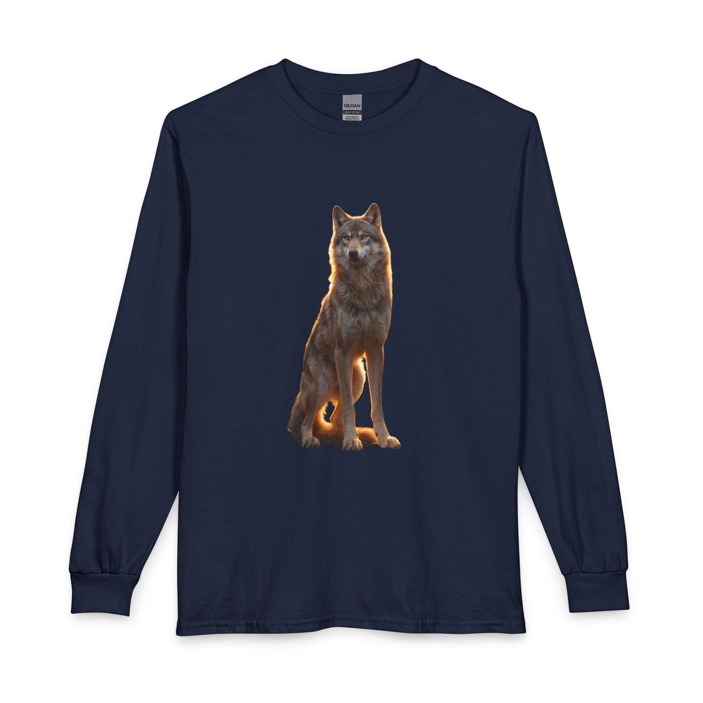 Golden Hour Wolf Unisex Long Sleeve T-Shirt – Amber Sentinel Portrait