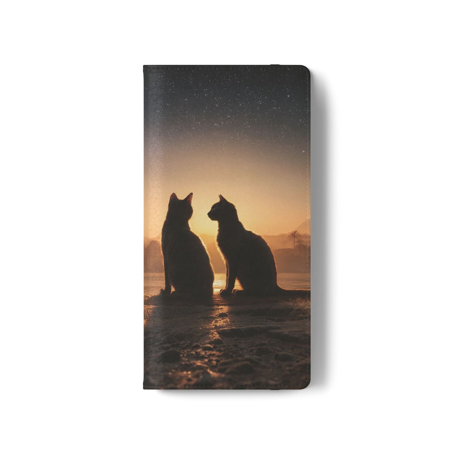 Pharaoh Cats Flip Cases – Starry Nile Guardians on the Bank