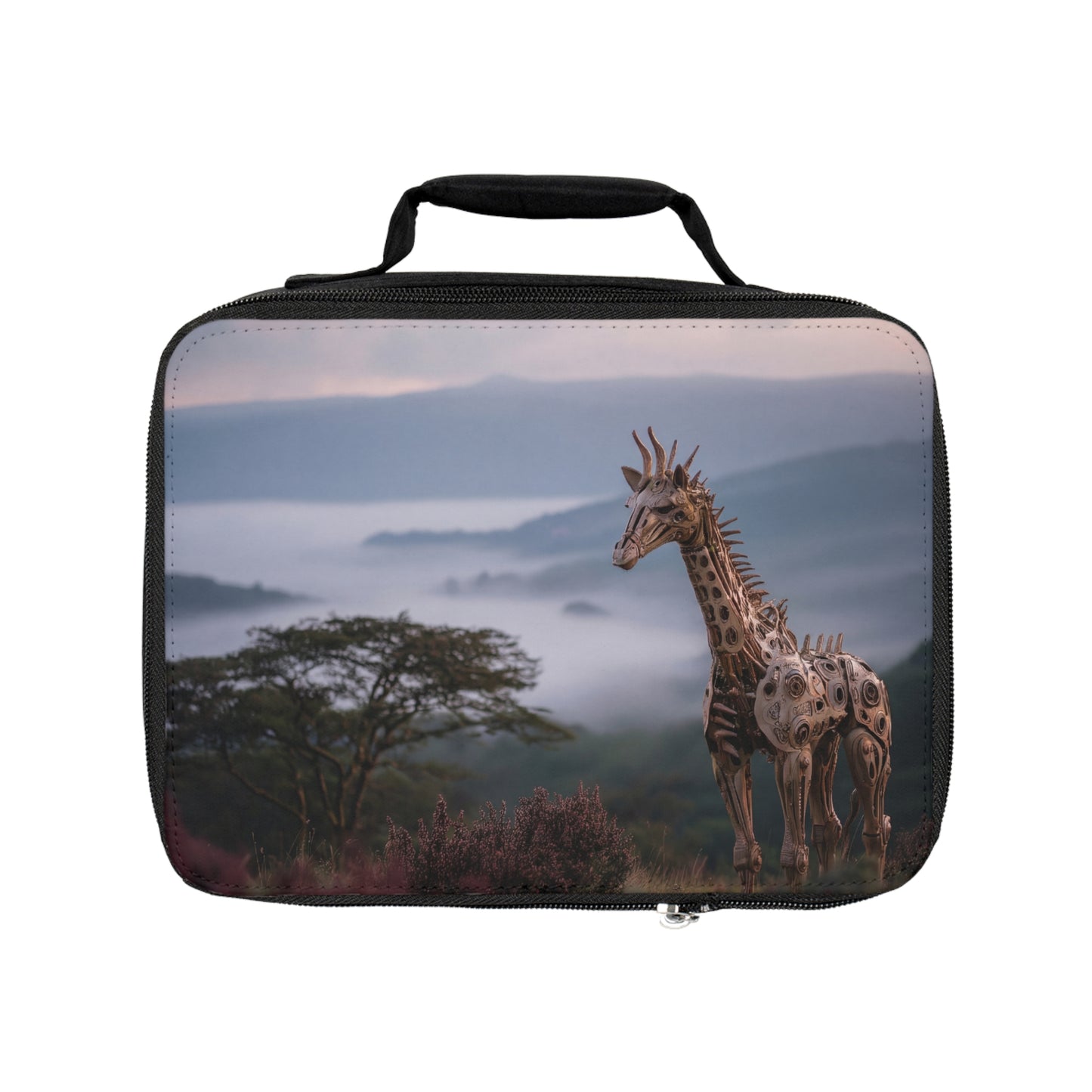Mechanical Giraffe Lunch Bag – Sunset Sentinel of the Misty Highlands