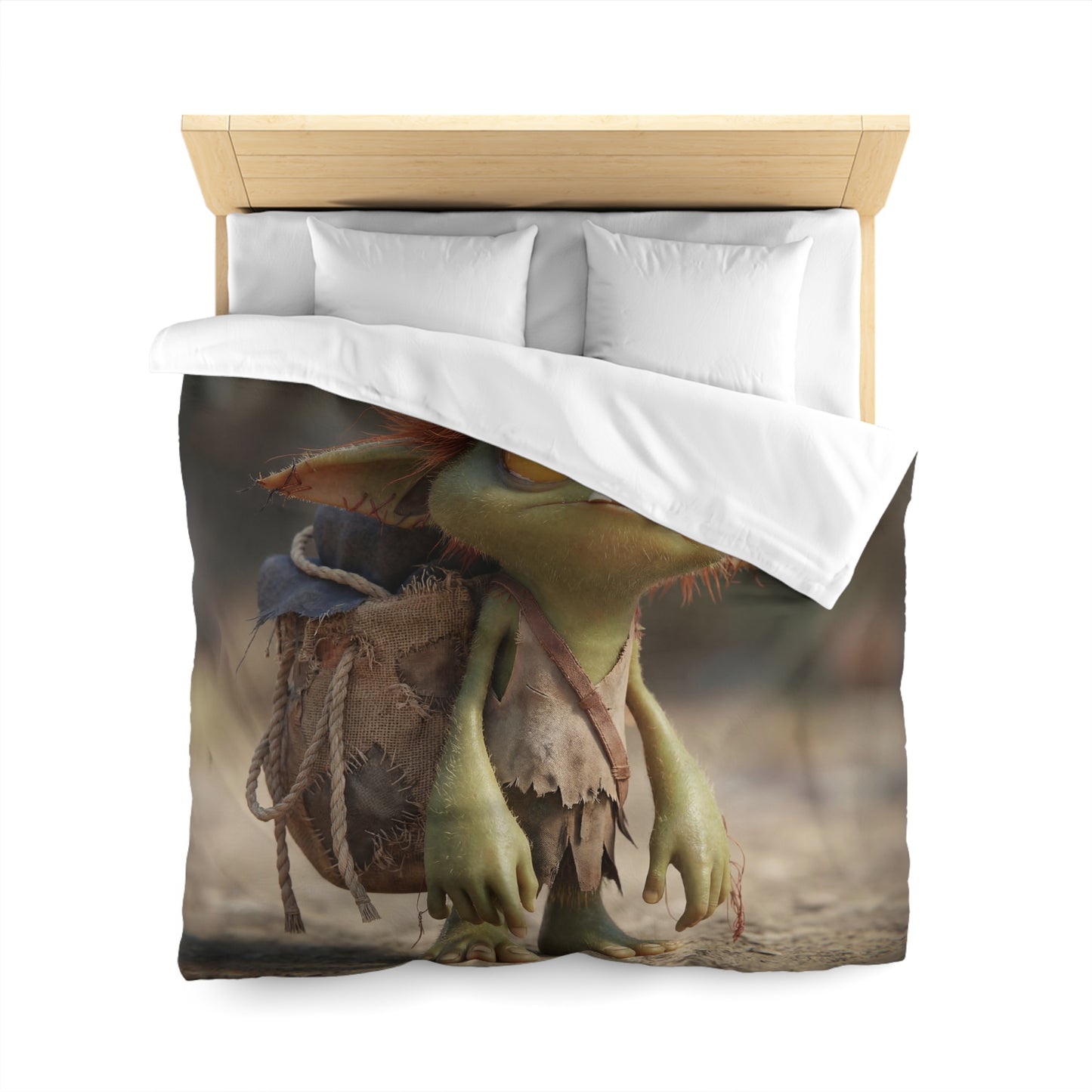 Tiny Goblin Explorer Microfiber Duvet Cover – Sunlit Trail Companion