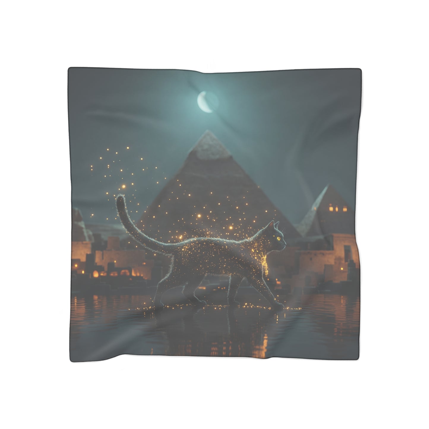 Celestial Cat Poly Scarf – Starlight Walk Through Ancient Sands