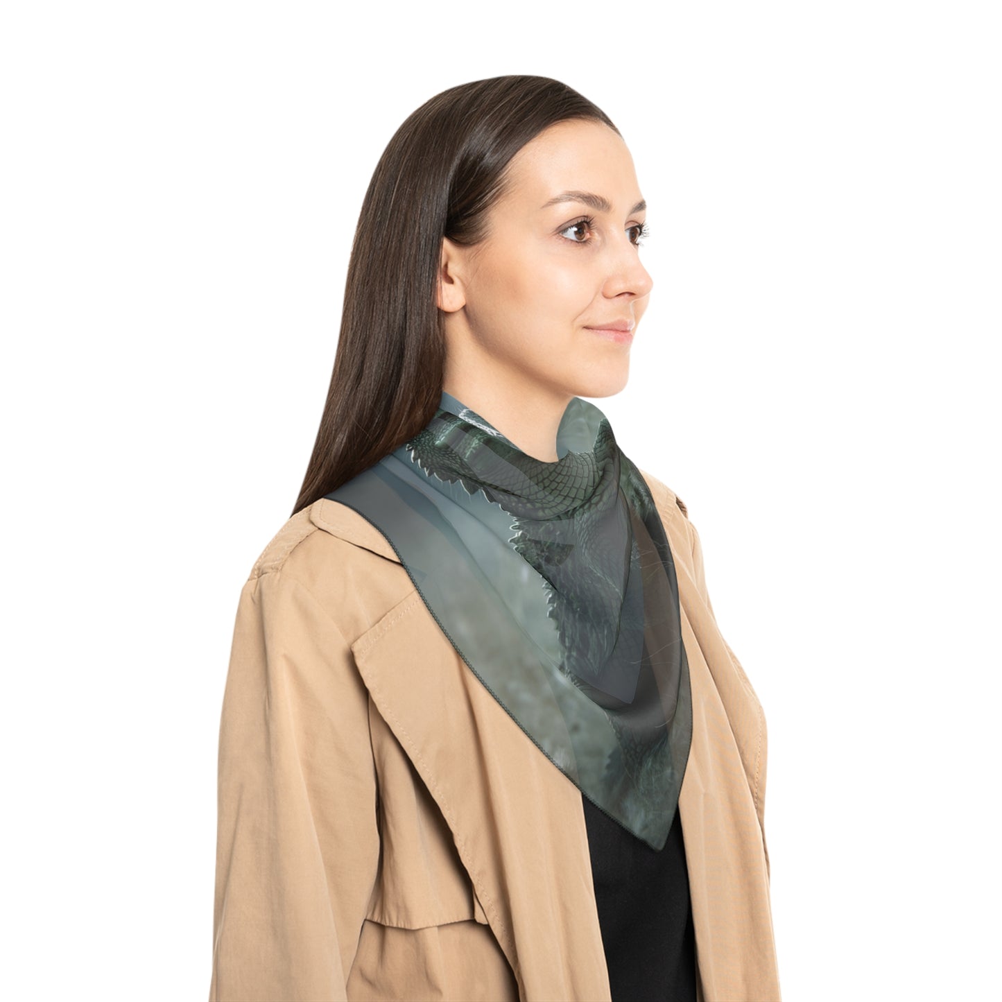 Curious Caiman Poly Scarf – Teal Butterfly Encounter