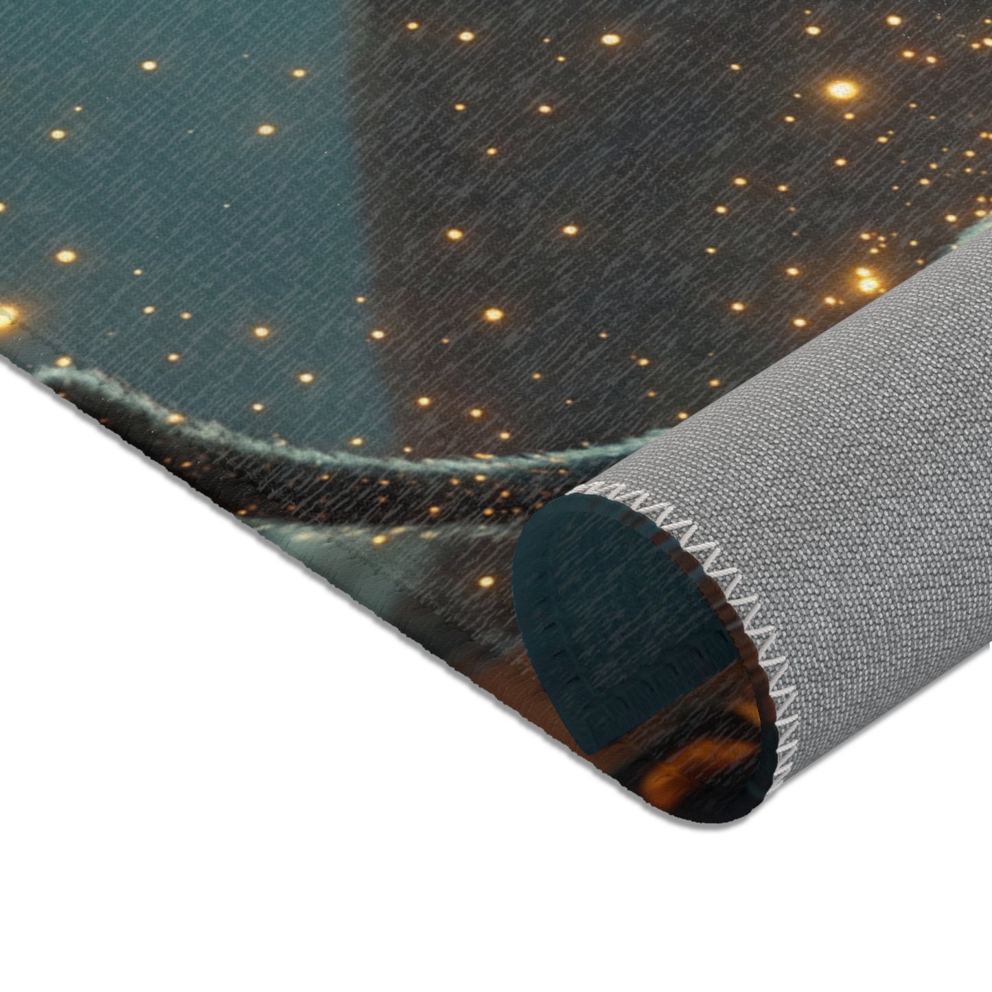 Starlit Cat in Pyramids Area Rug – Midnight Nile Guardian