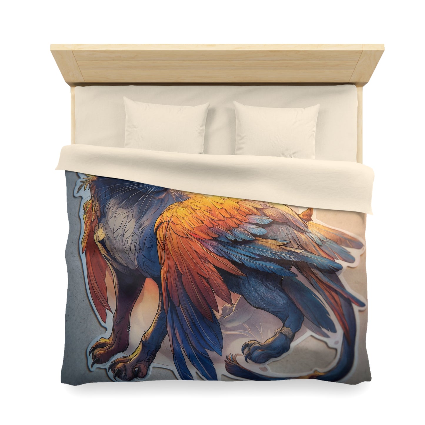 Azure Winged Cat Microfiber Duvet Cover – Sunset Guardian Dreamscape