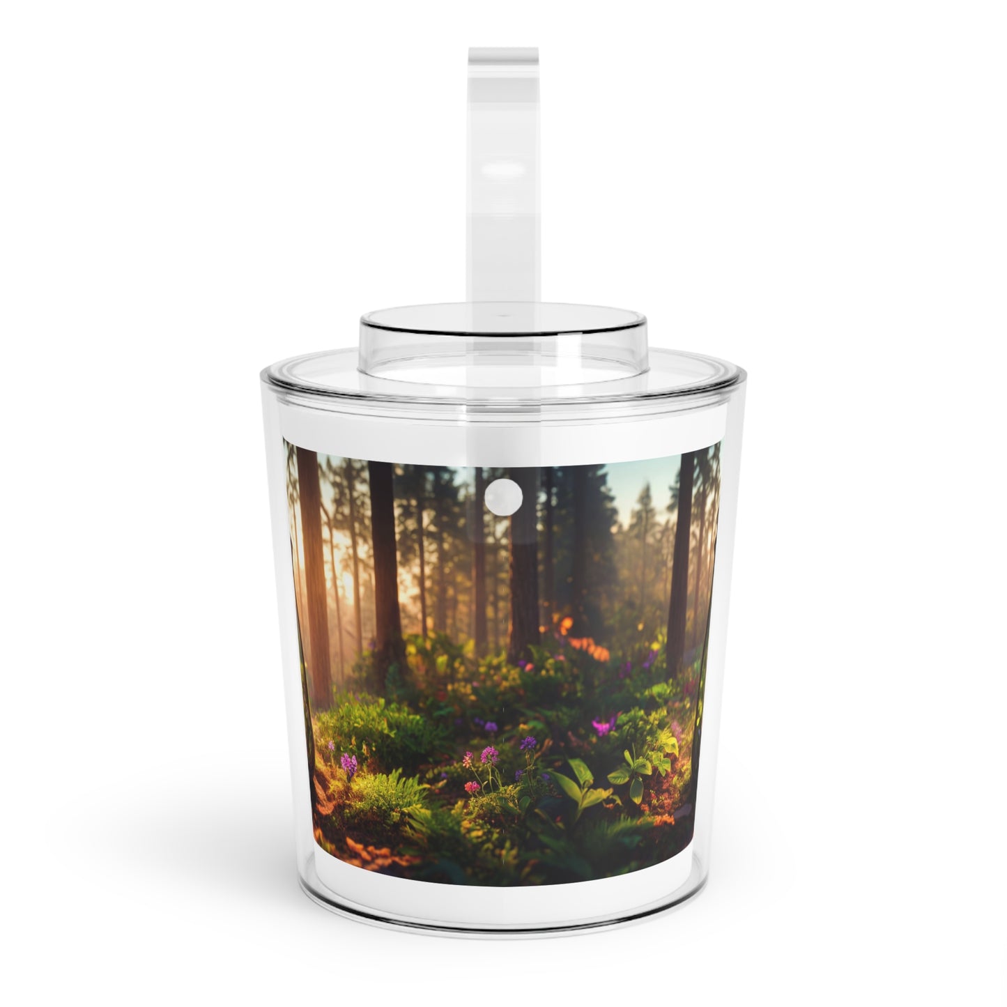 Forest Pocket Garden Ice Bucket with Tongs – Sunlit Microcosm in Glass