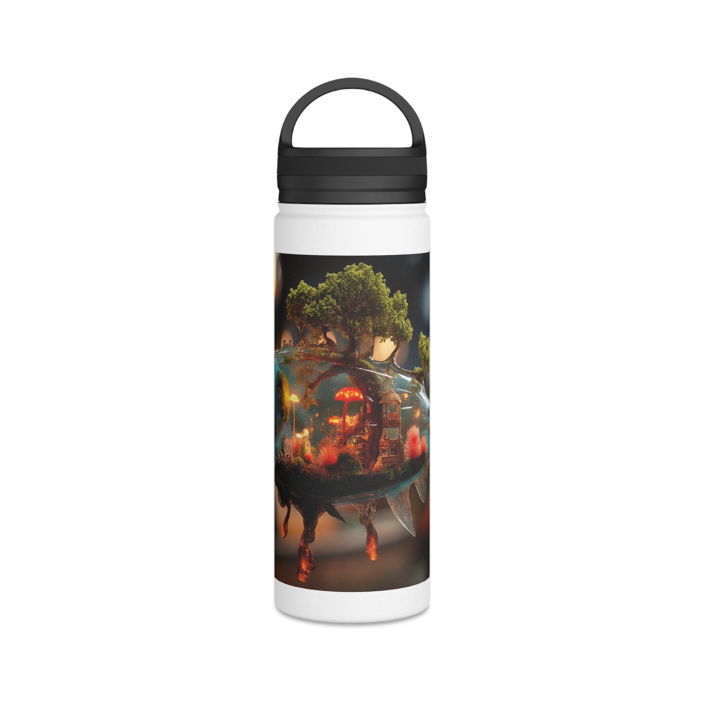 Pocket Forest Fish Water Bottle – Handle Lid – Aqua Realm Sanctuary