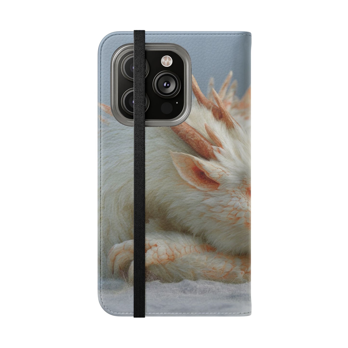 Sleeping Child and Dragon Flip Cases – Snowy Guardian Embrace