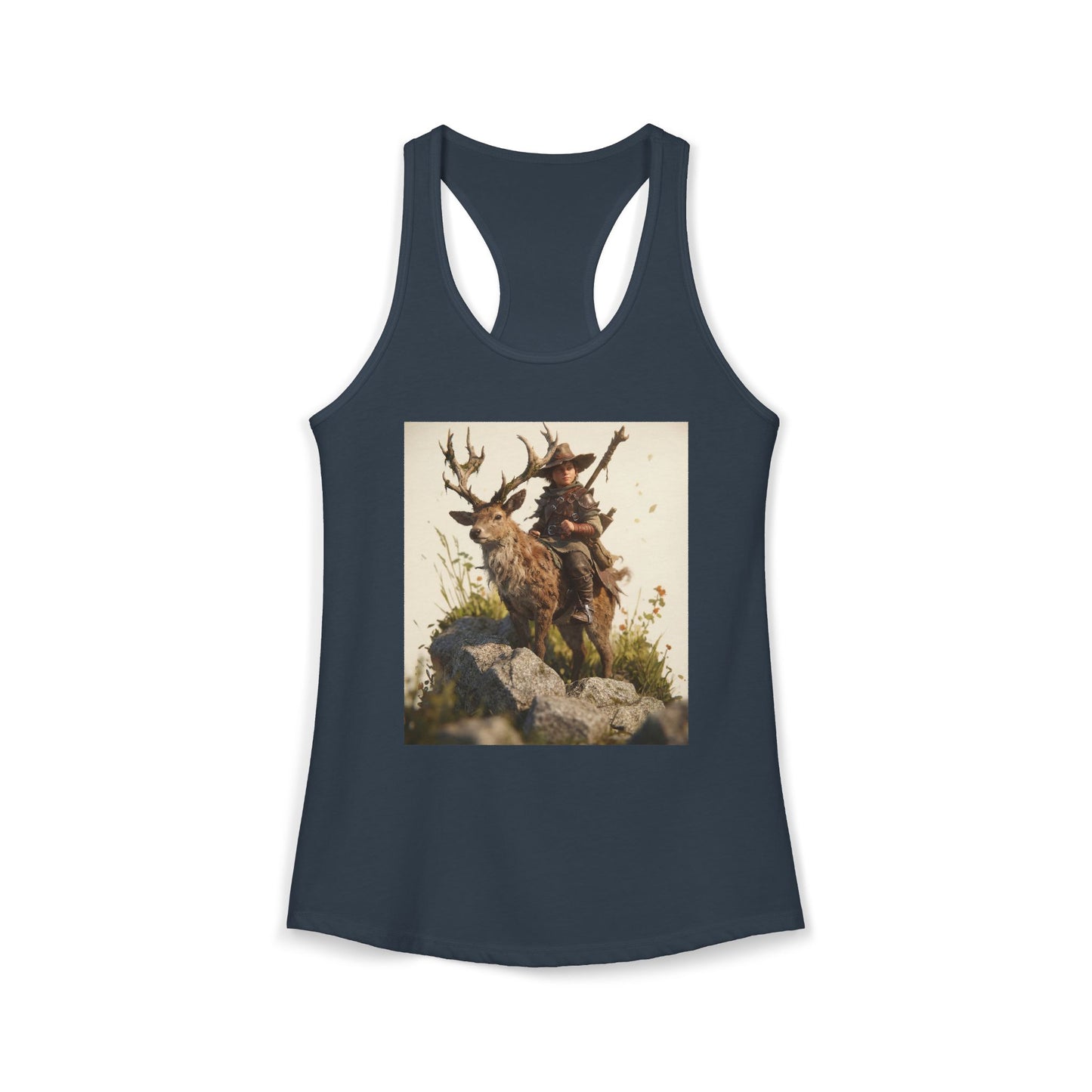 Guardian Hunter Deer Tank – Mossed Antlers Journey Graphic Racerback