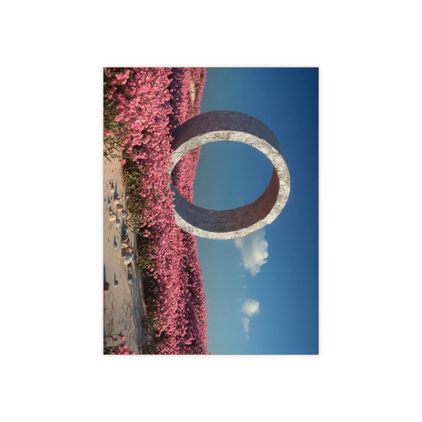 Stone Ring in Pink Bloom Ceramic Photo Tile – Portal to a Quiet Bloom