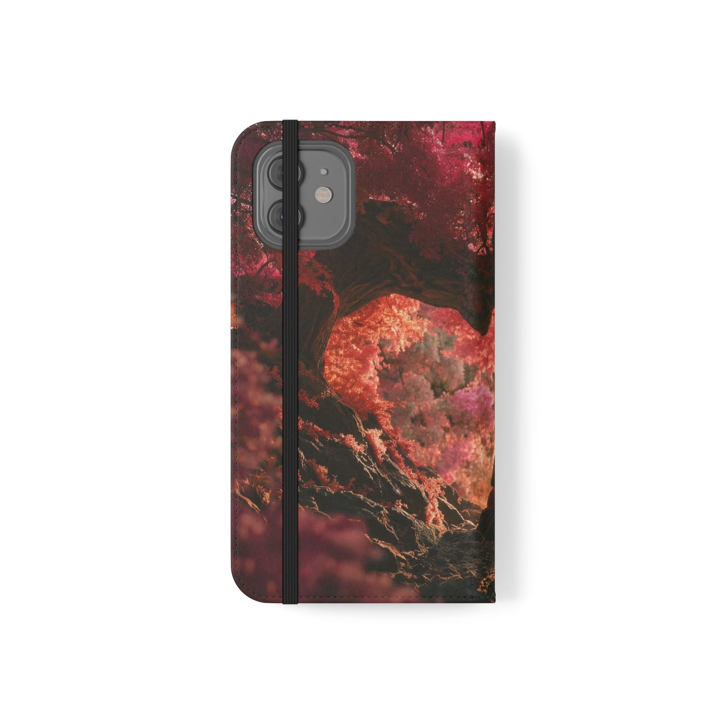Crimson Arch Flip Cases – Heart-Shaped Canopy Romance