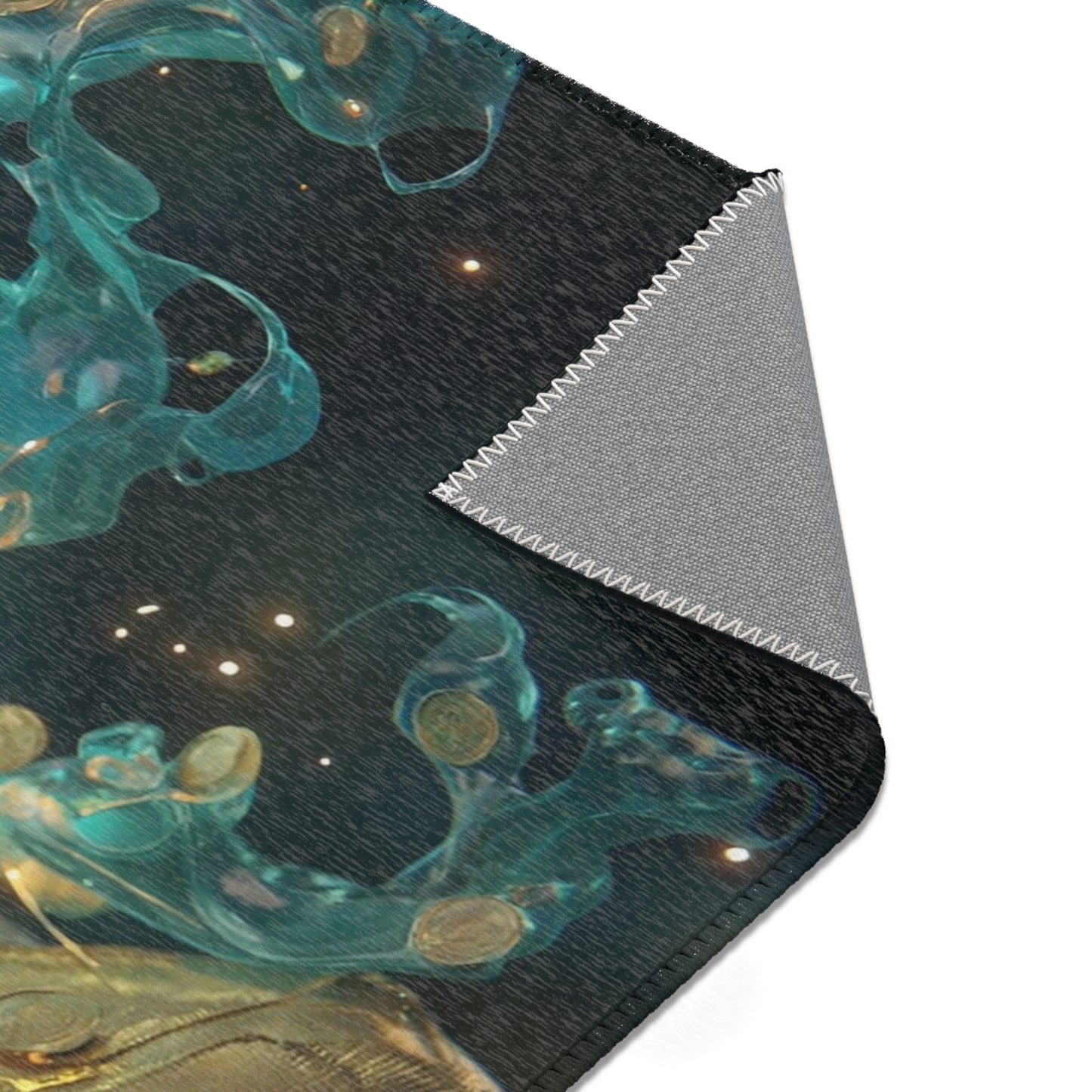 Liquid Starlight Sentinel Rug – Azure Coin Cascade Dreamscape