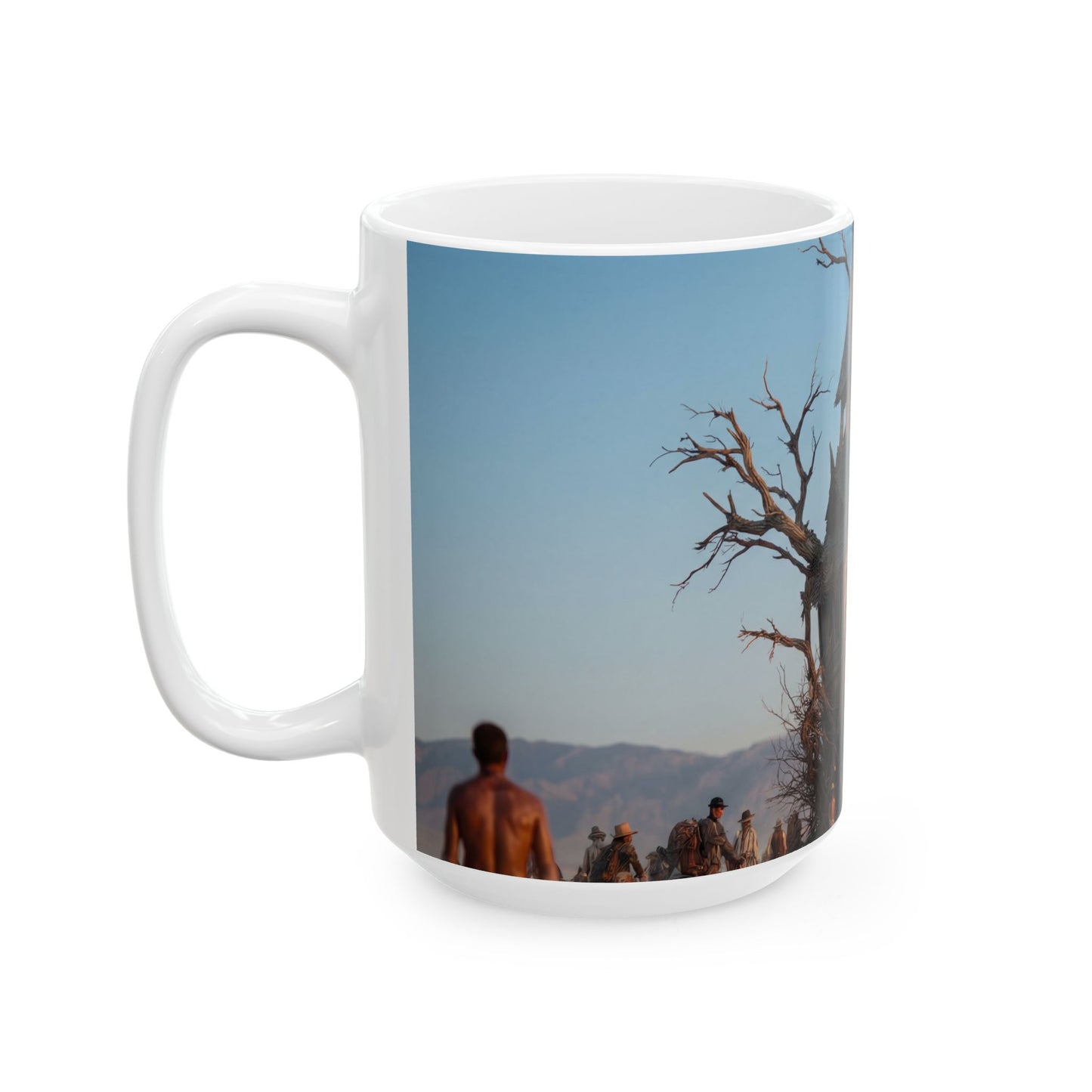 Clock Tower in the Desert Ceramic Mug – Timeless Wanderer’s Oasis