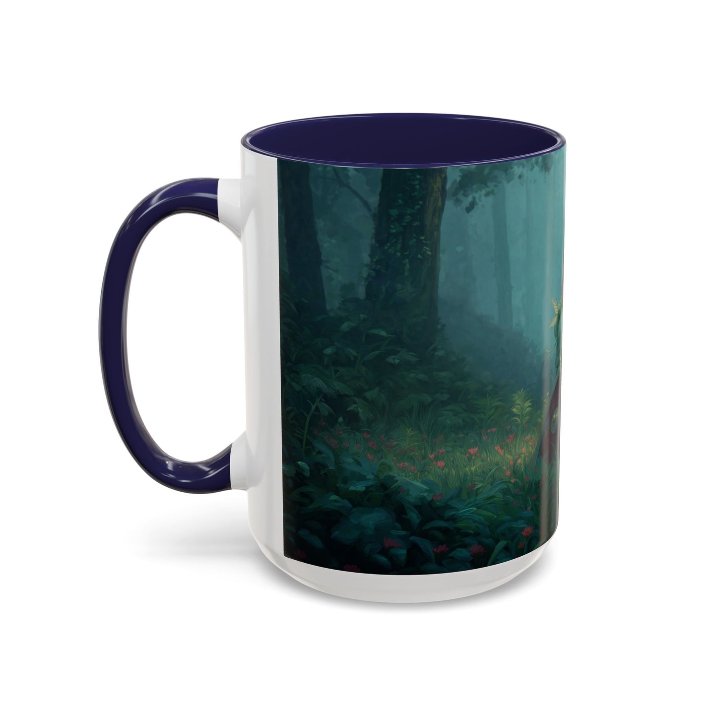 Sentinel in Mist Accent Coffee Mug (11, 15oz) – Guardian of the Whispering Woods