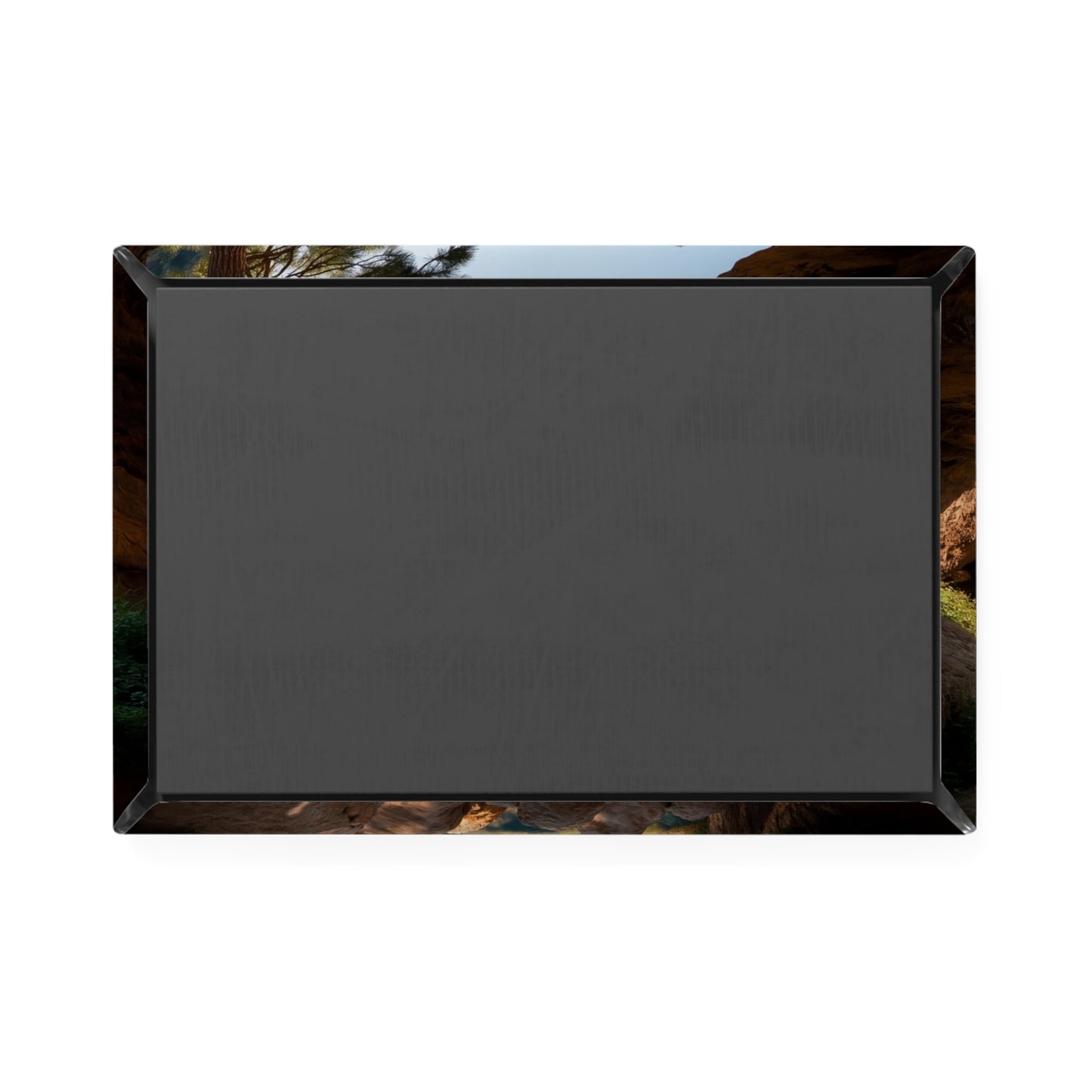 Canyon River View Button Magnet, Rectangle (1 & 10 pcs) – Sunlit Valley Through Stone Arch