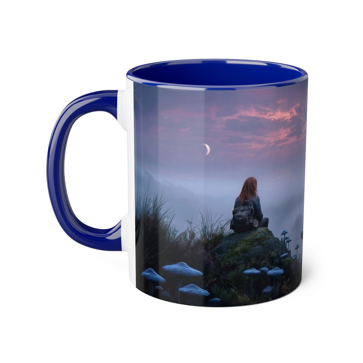 Misty Ridge Accent Mugs, 11oz – Crimson Moon & Giant Mushrooms