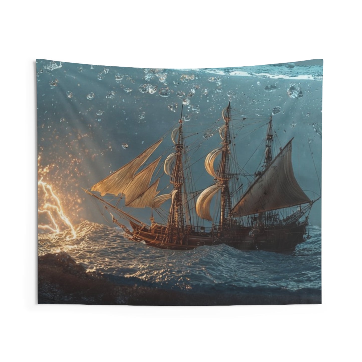 Storm-Sail Ship in Bottle Indoor Wall Tapestries – Captured Tempest on Glass